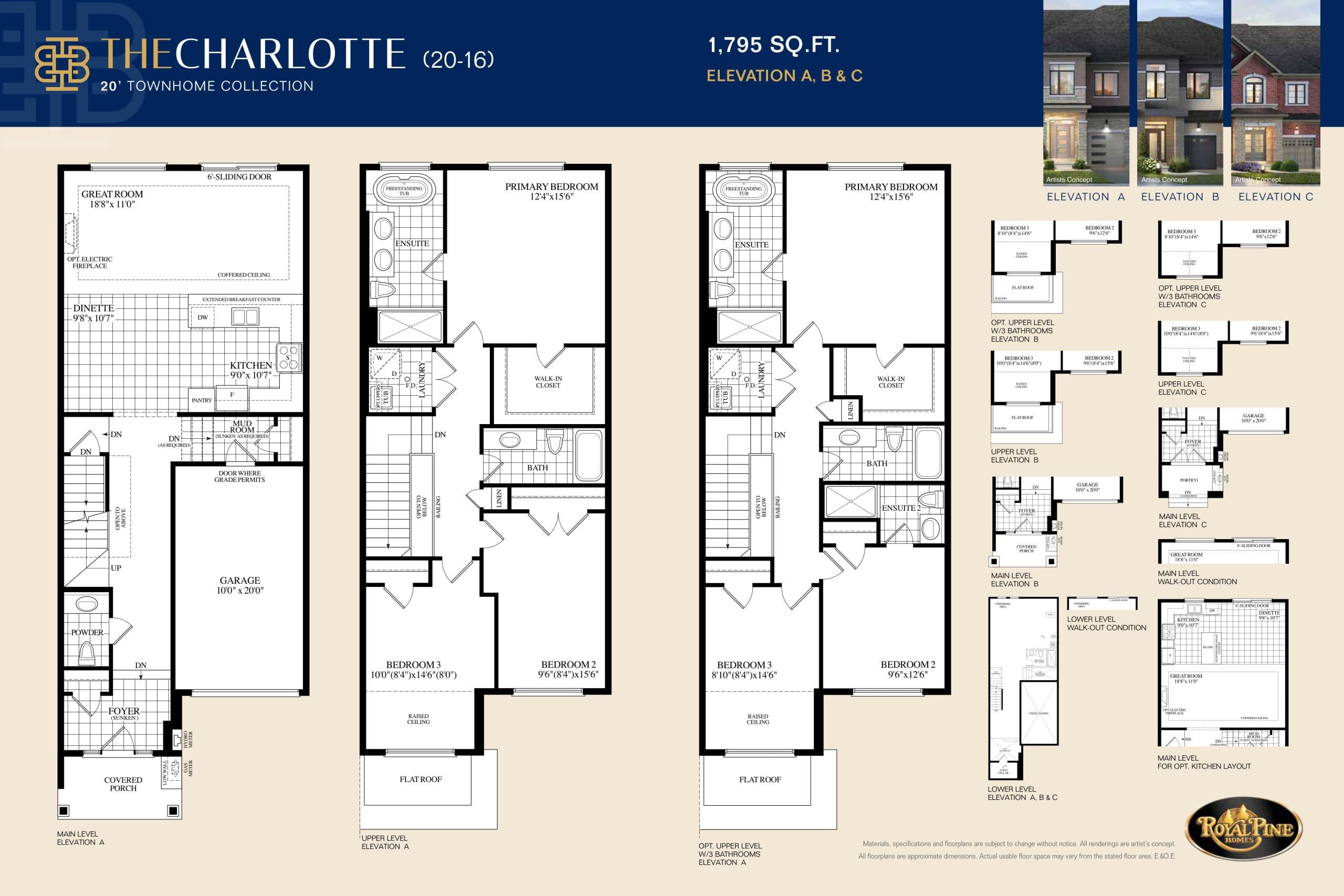 The Charlotte Floor Plan at Bayview Heights Towns - 1795 sq.ft