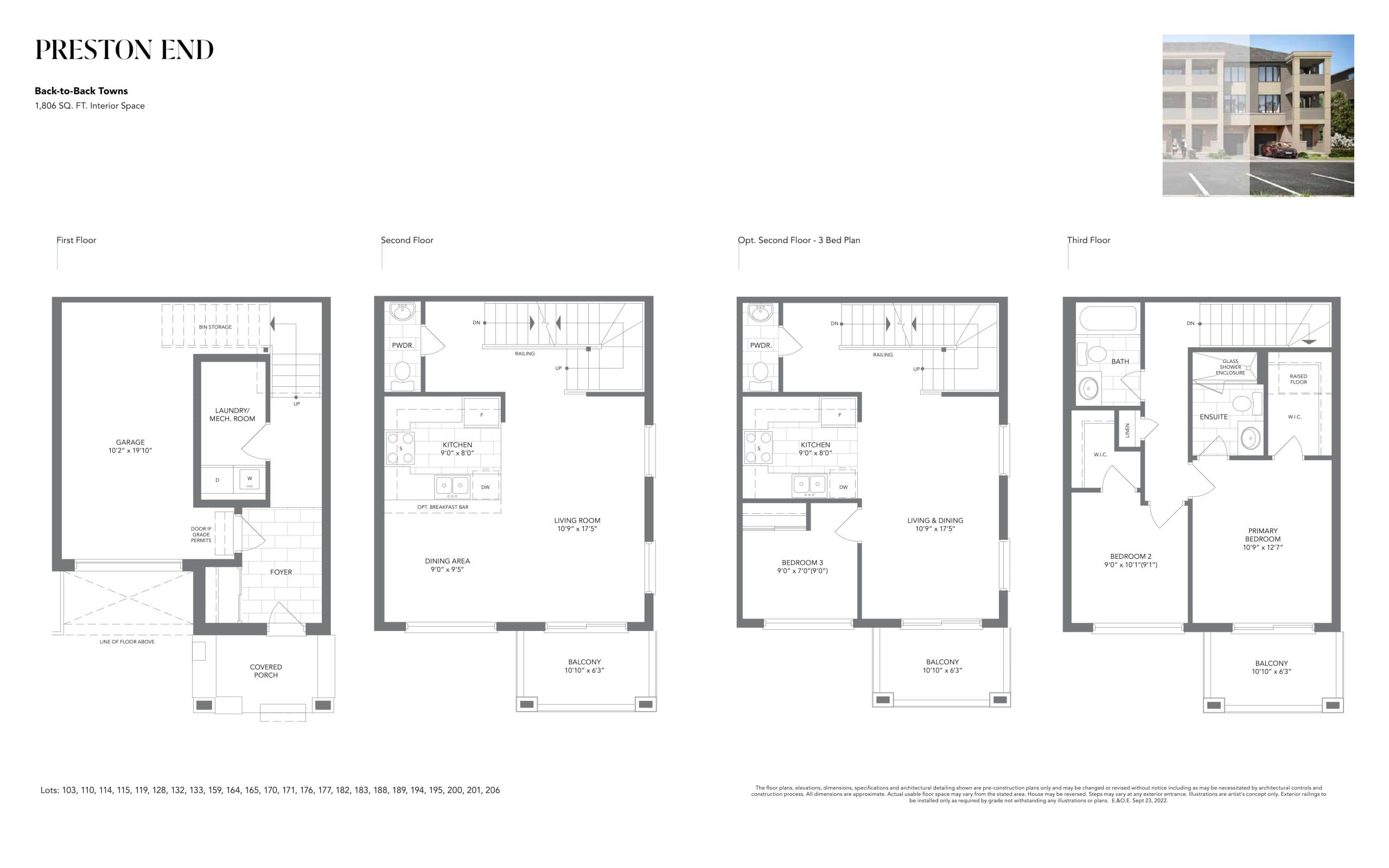 Preston End Floor Plan at Elm & Co. 2 Towns - 1806 sq.ft