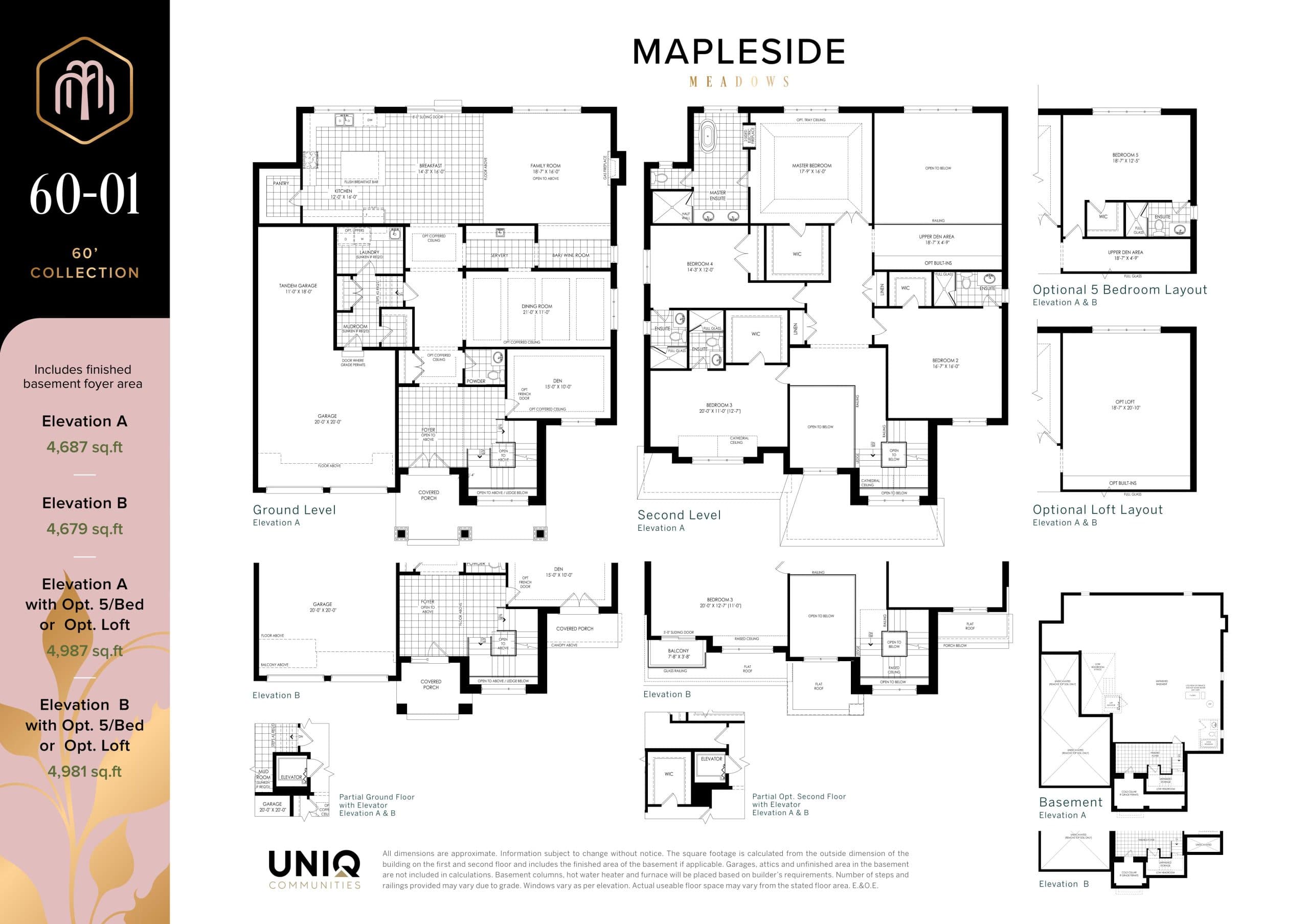 60-01 Floor Plan at Mapleside Meadows Homes - 4687 sq.ft