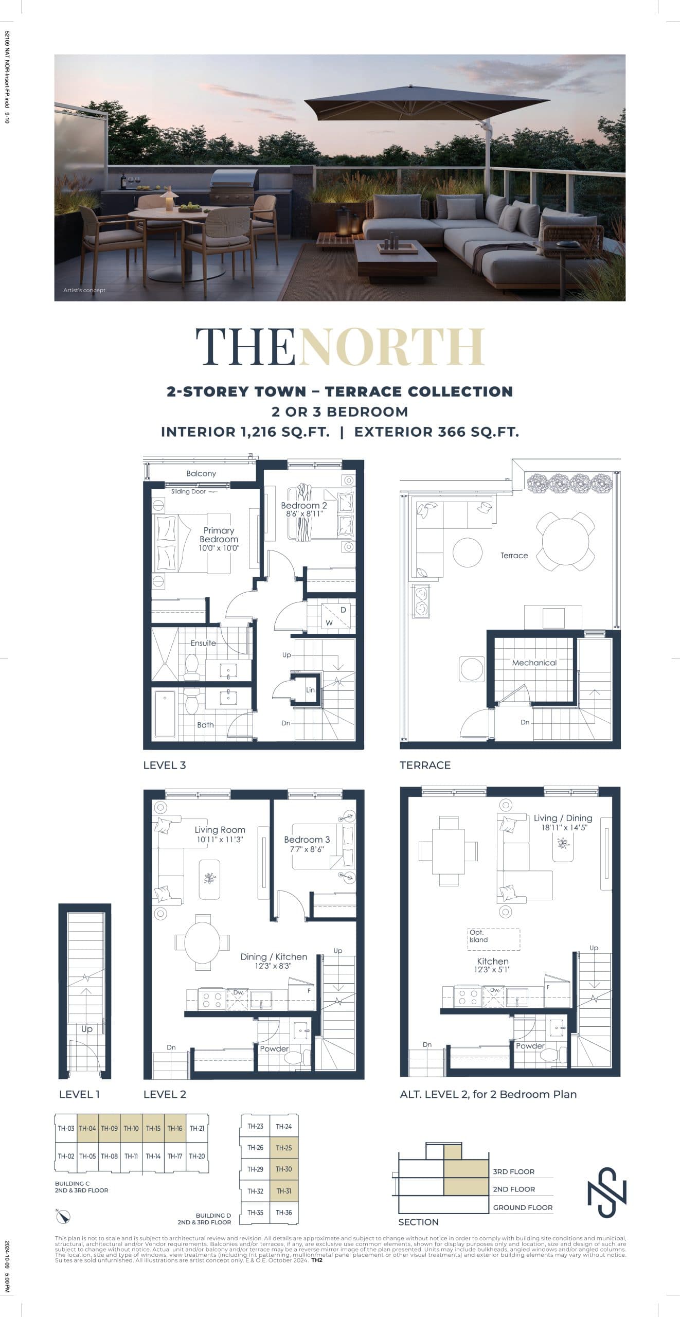 The North Floor Plan at Northshore Towns - 1216 sq.ft