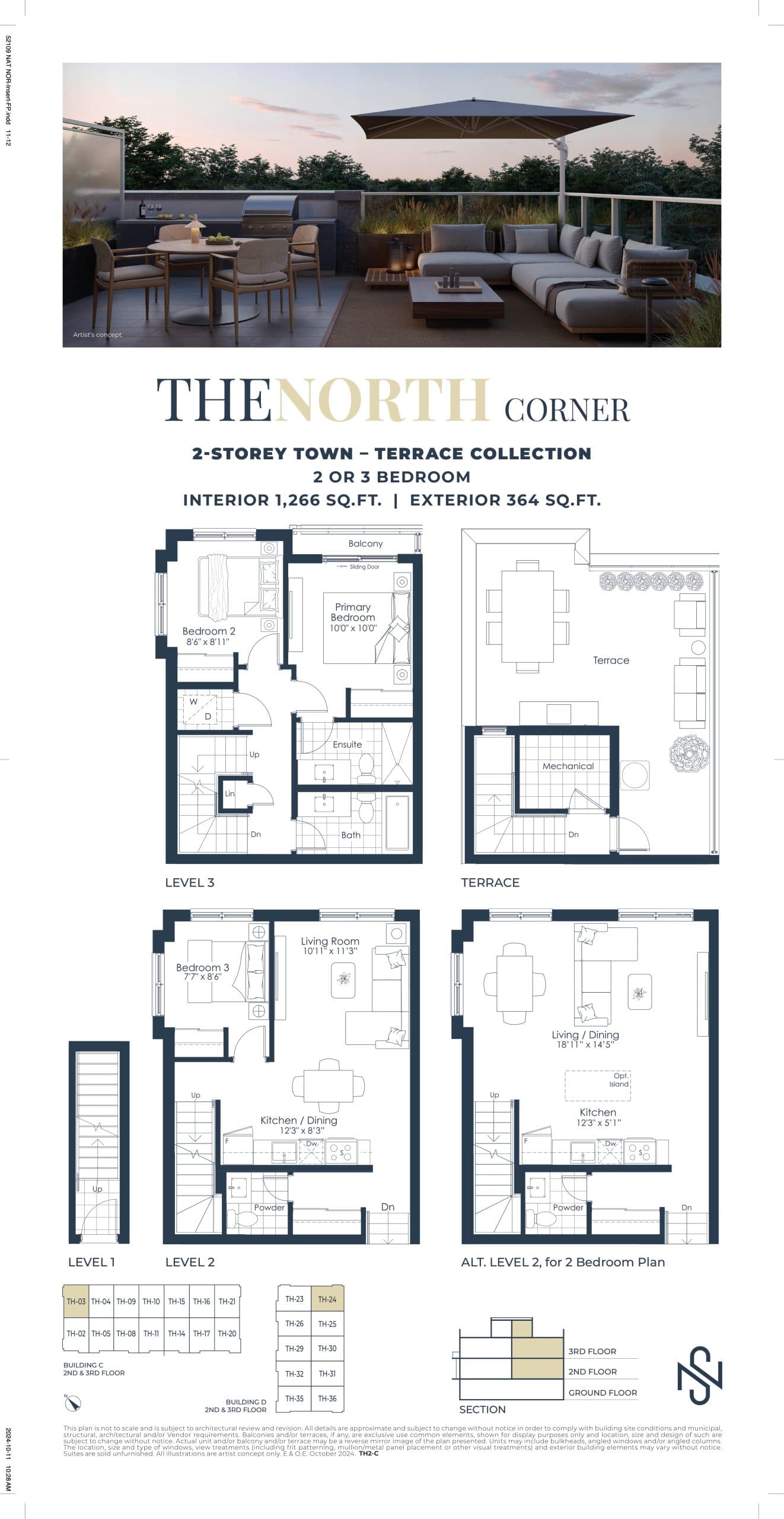 The North Corner Floor Plan at Northshore Towns - 1266 sq.ft
