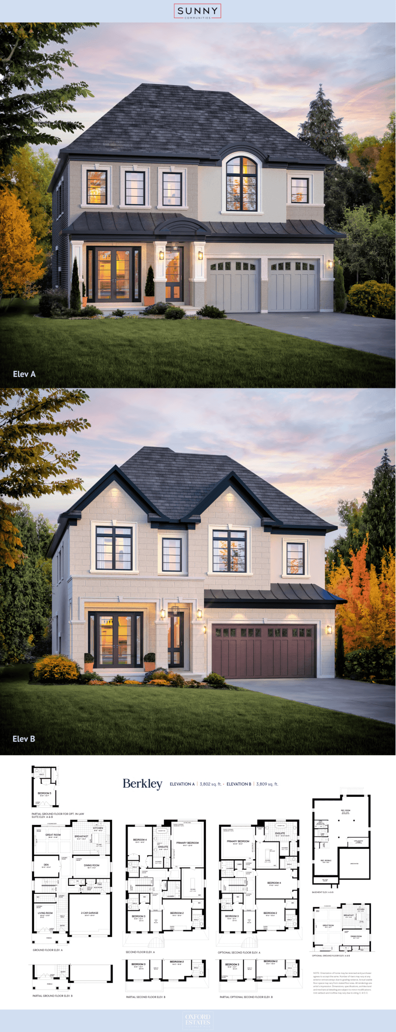 Berkley Floor Plan at Oxford Estates - 3802 sq.ft