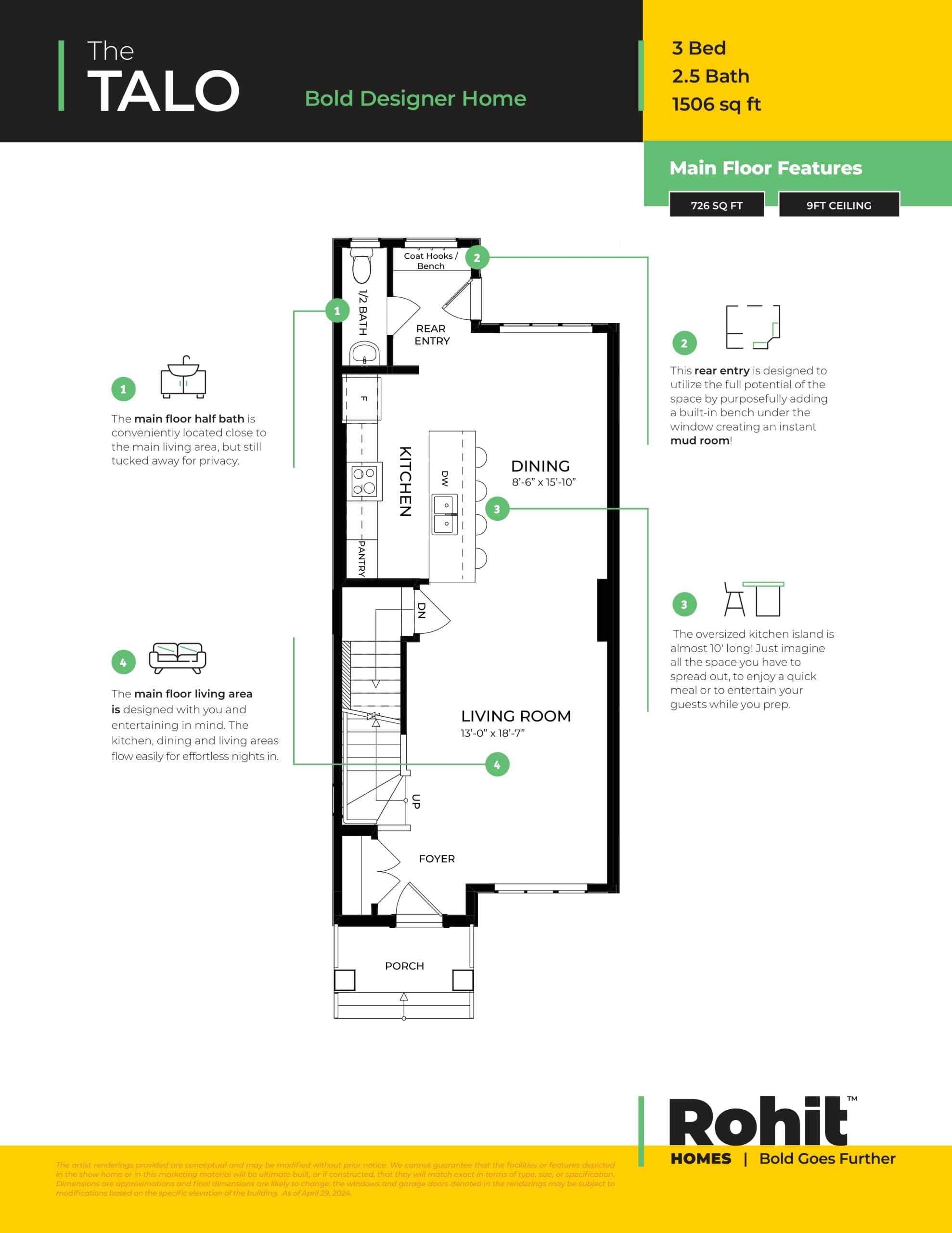 The Talo Floor Plan at Belvedere by Rohit Homes - 1506 sq.ft