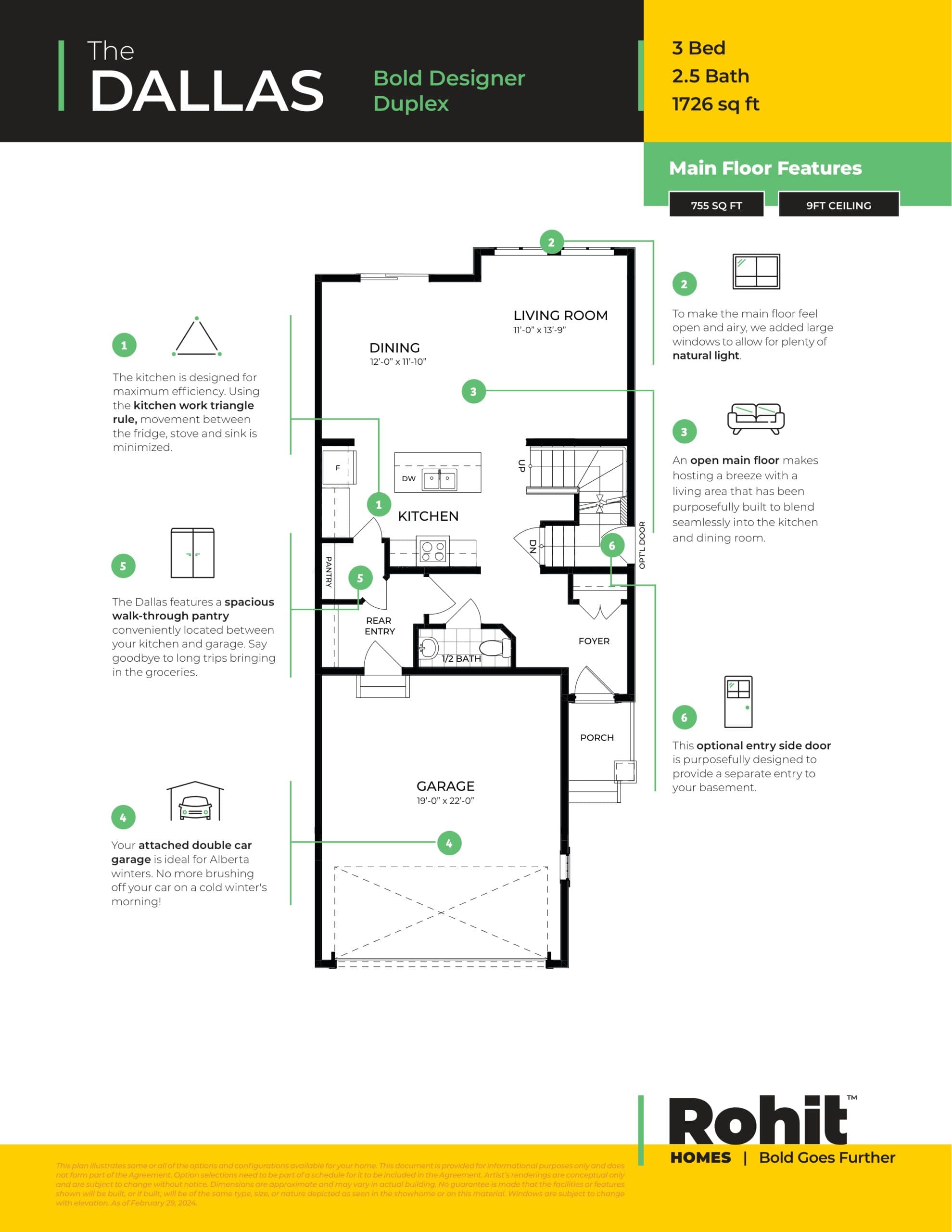 The Dallas Floor Plan at Greystone by Rohit Homes - 1726 sq.ft