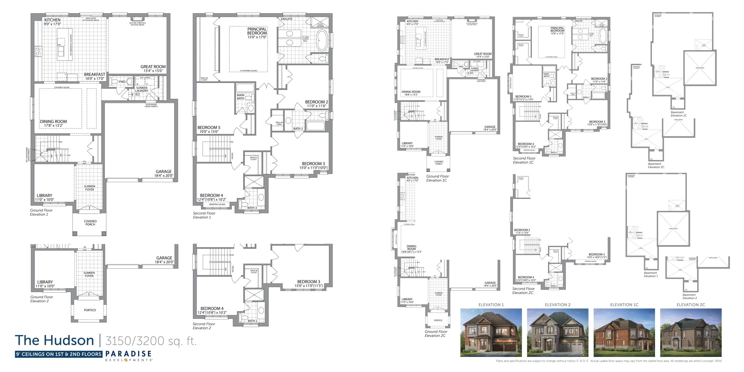 The Hudson Floor Plan at High Point in Upper Mount Pleasant - 3200 sq.ft