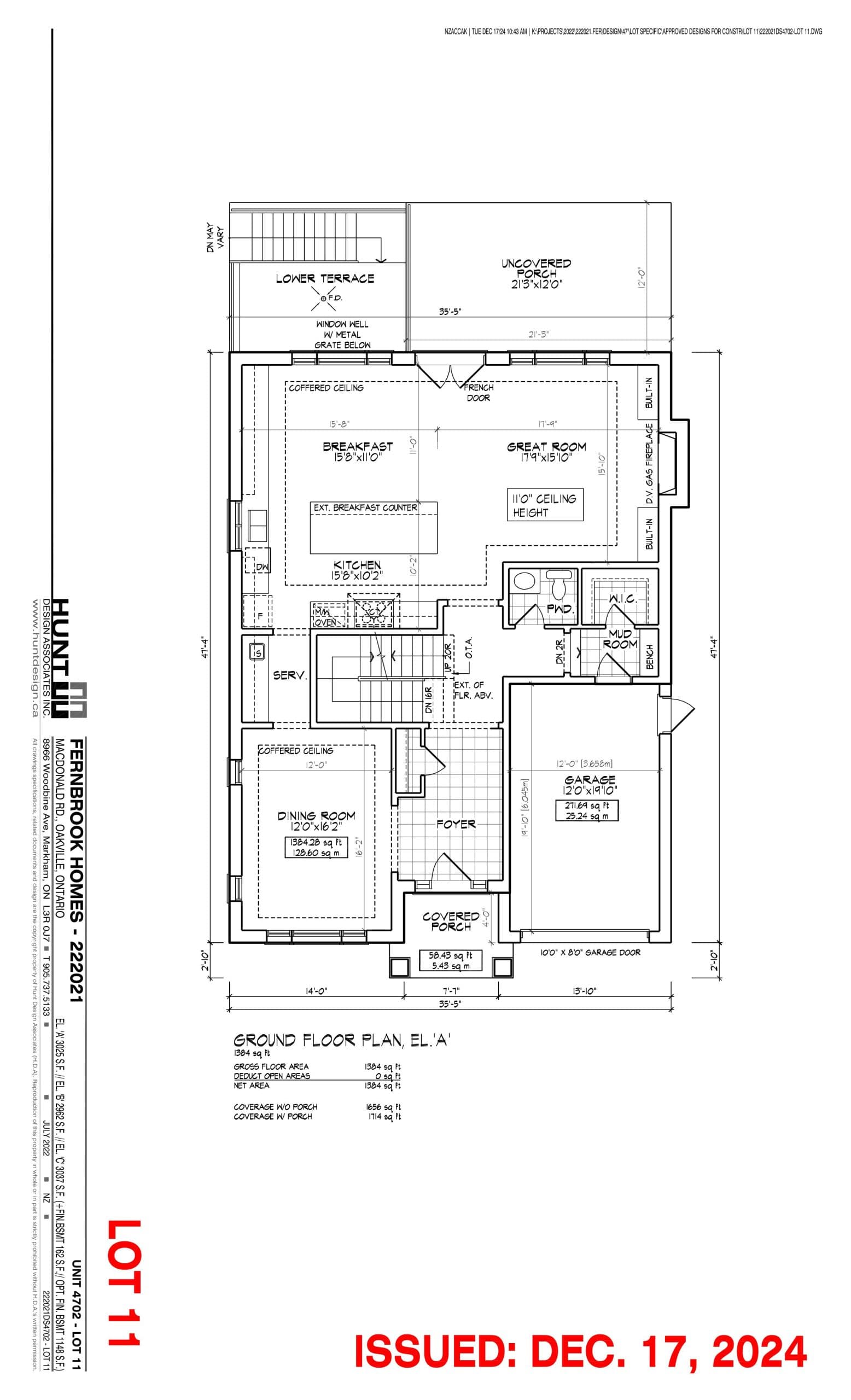 Unit 4702 - Lot 11 (Ground Floor) Elev. A Floor Plan at Lifestyles of South East Oakville - 3025 sq.ft