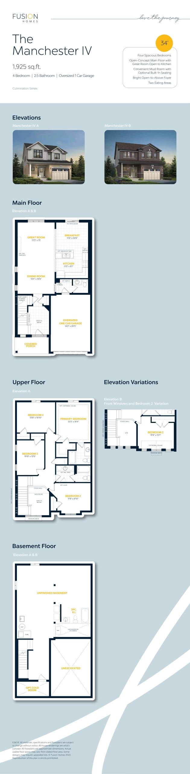 The Manchester IV Floor Plan at Mari at Williamsburg Homes - 1925 sq.ft