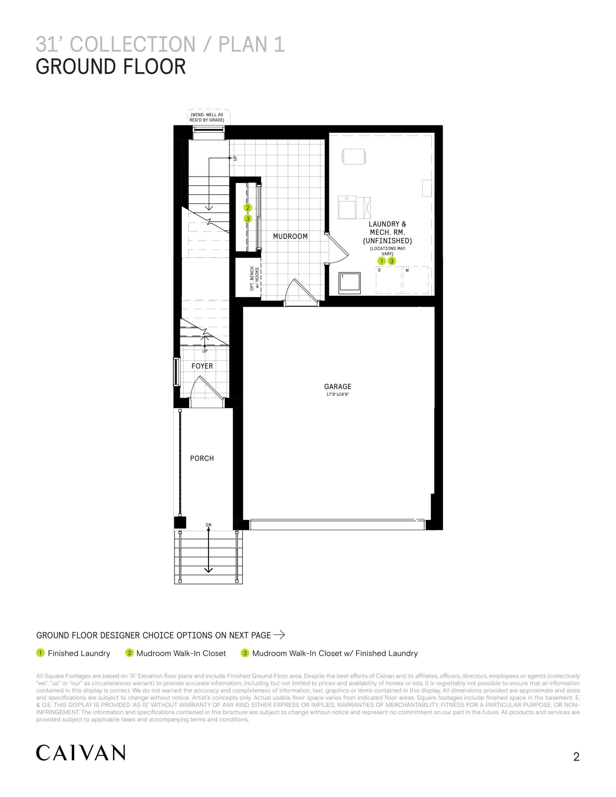 Plan 1 (31' Collection) Floor Plan at Rhythm Towns by Caivan - 1872 sq.ft