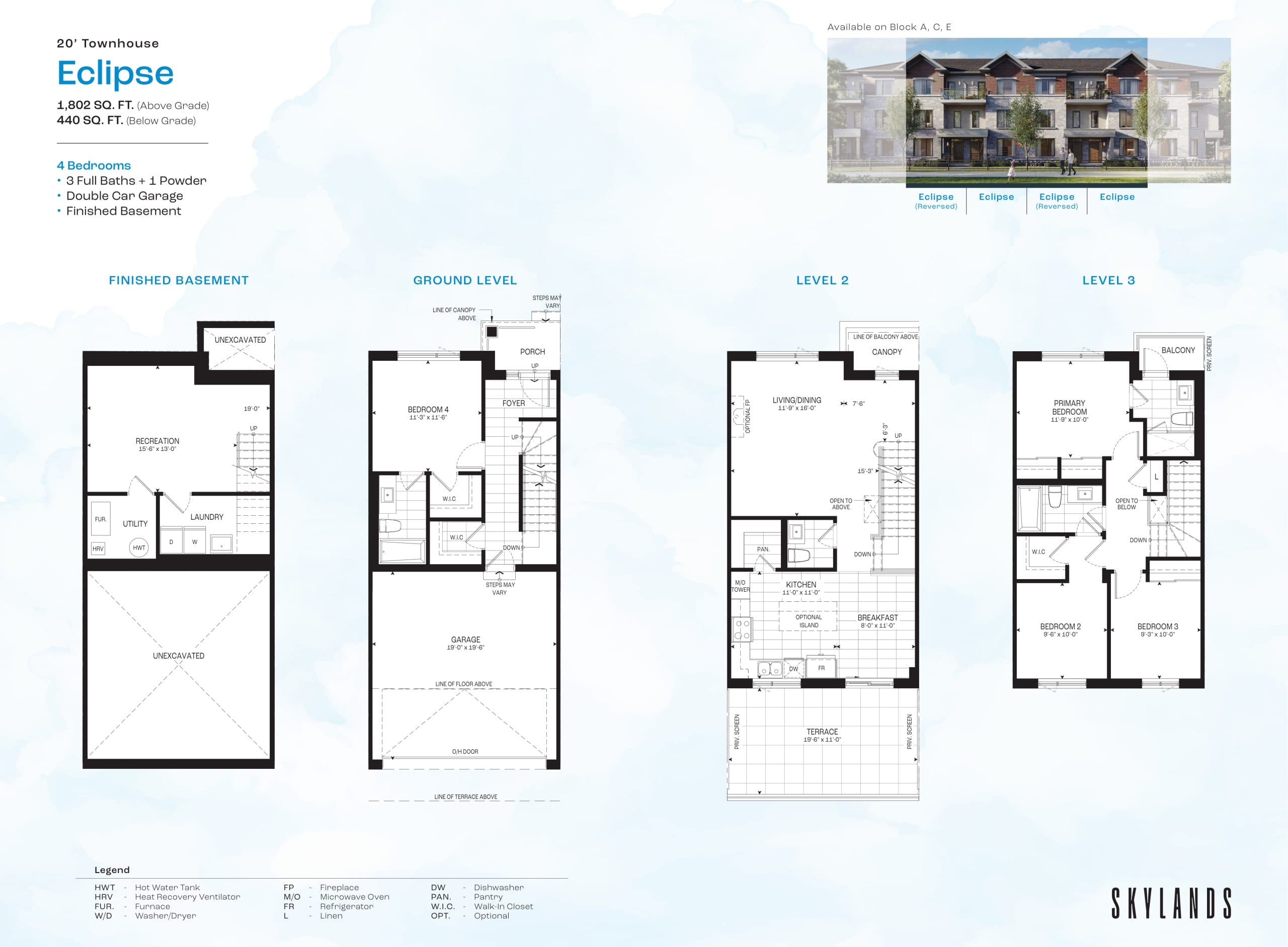 Eclipse Floor Plan at Skylands Towns - 1802 sq.ft