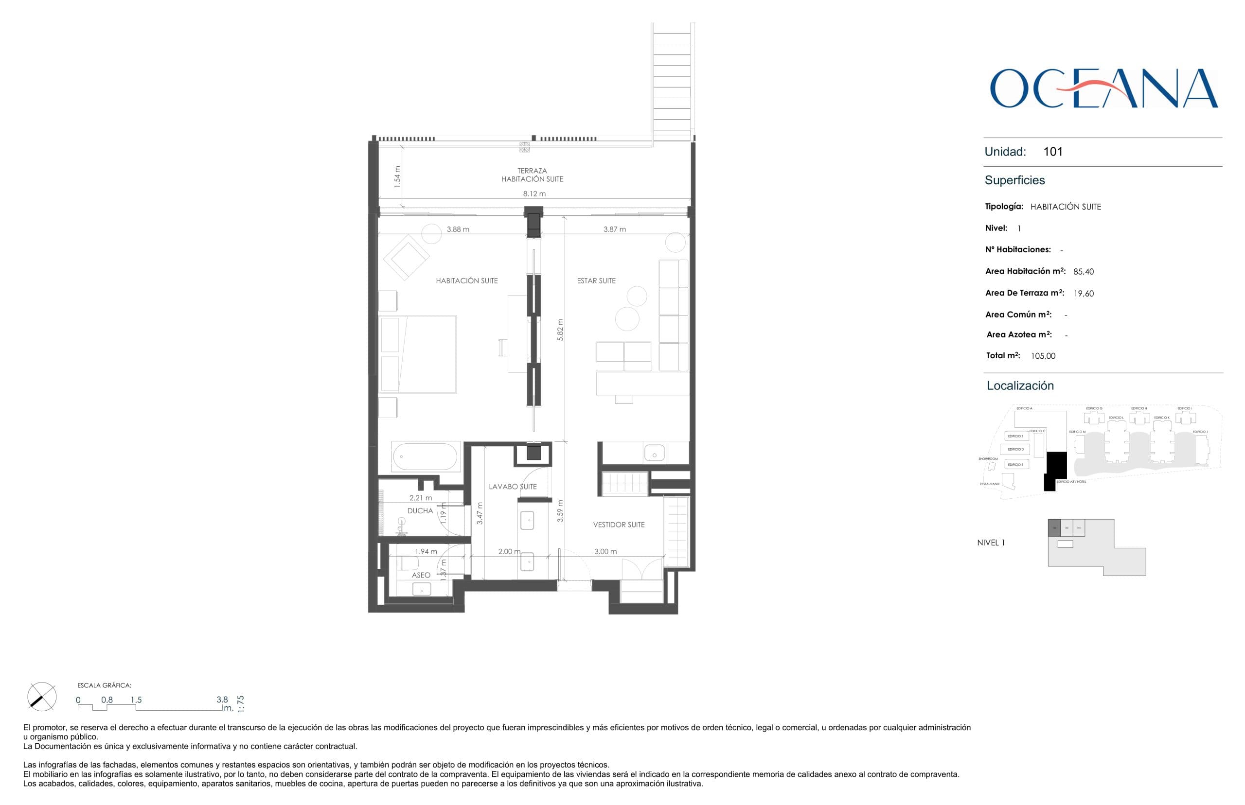 101 Floor Plan at Oceana Hotel - 919 sq.ft