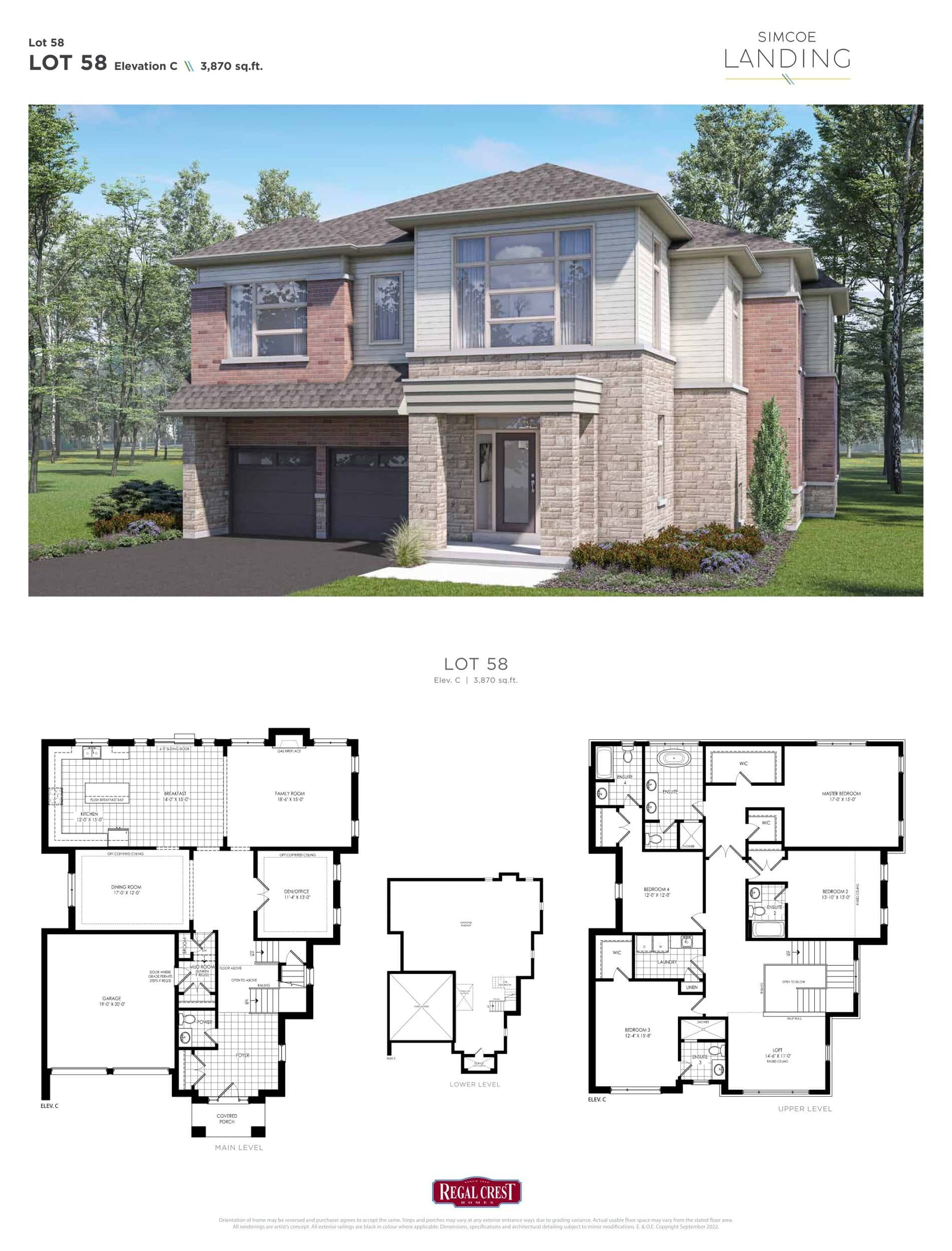 Lot 58 Floor Plan at Simcoe Landing by Regal Crest Homes - 3870 sq.ft