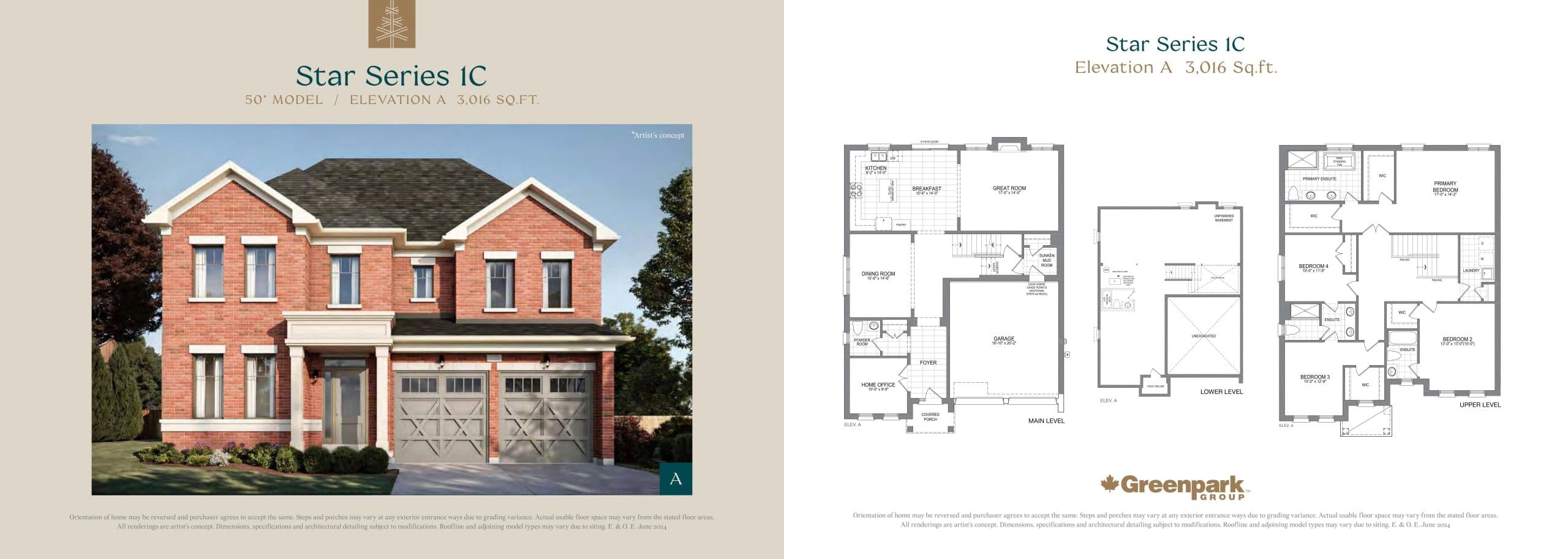 Star Series 1C (Elevation A) Floor Plan at Taywood Estates - 3016 sq.ft