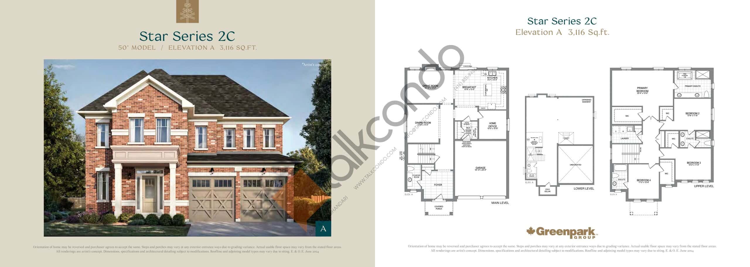 Star Series 2C (Elevation A) Floor Plan at Taywood Estates - 3116 sq.ft