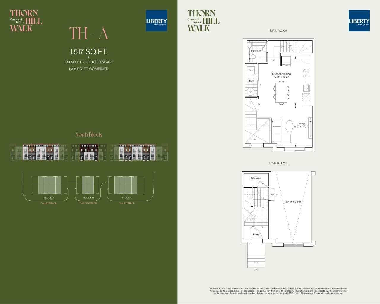 TH-A Floor Plan at Carousel Towns at Thornhill Walk - 1517 sq.ft