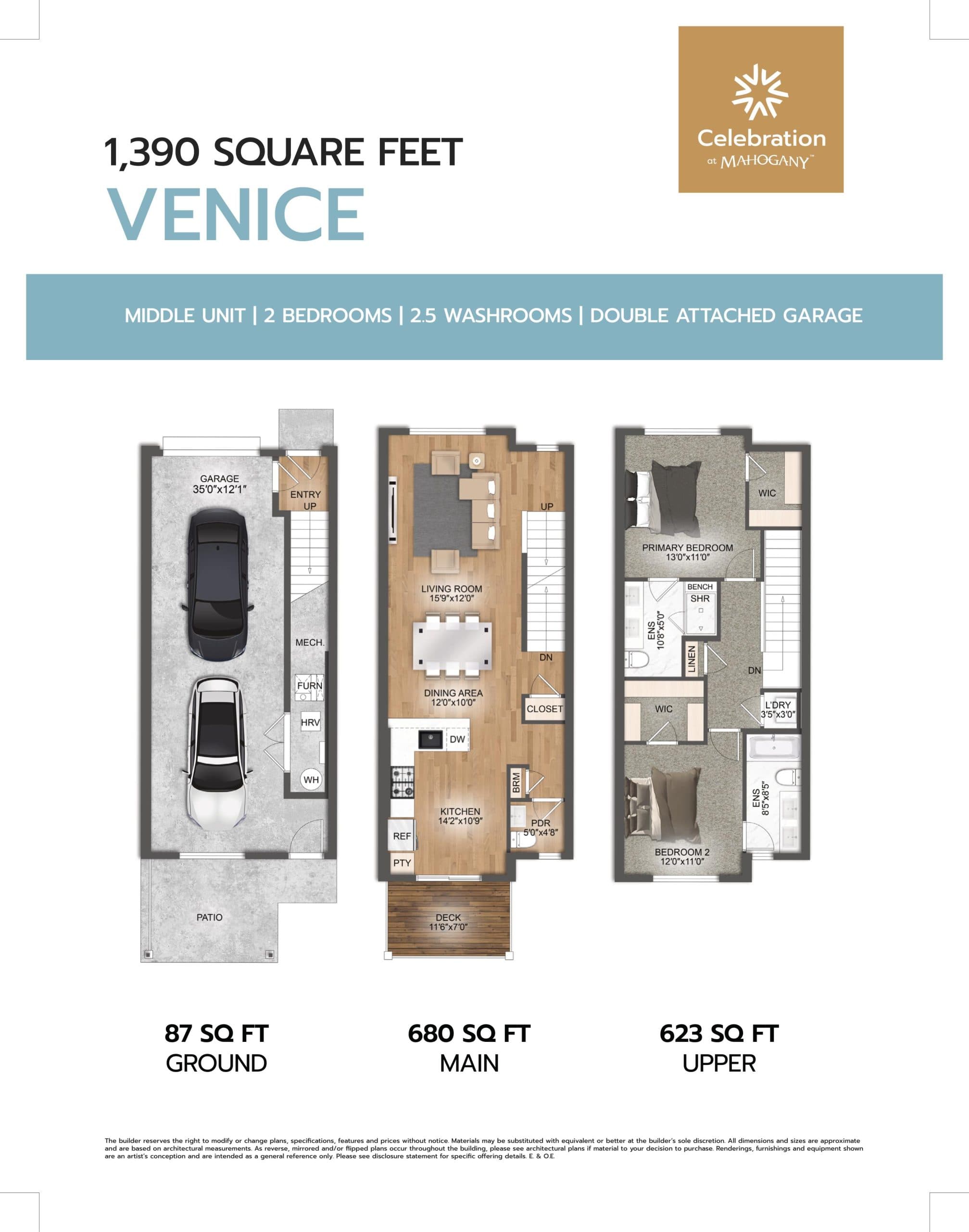Venice Floor Plan at Celebration at Mahogany Towns - 1390 sq.ft