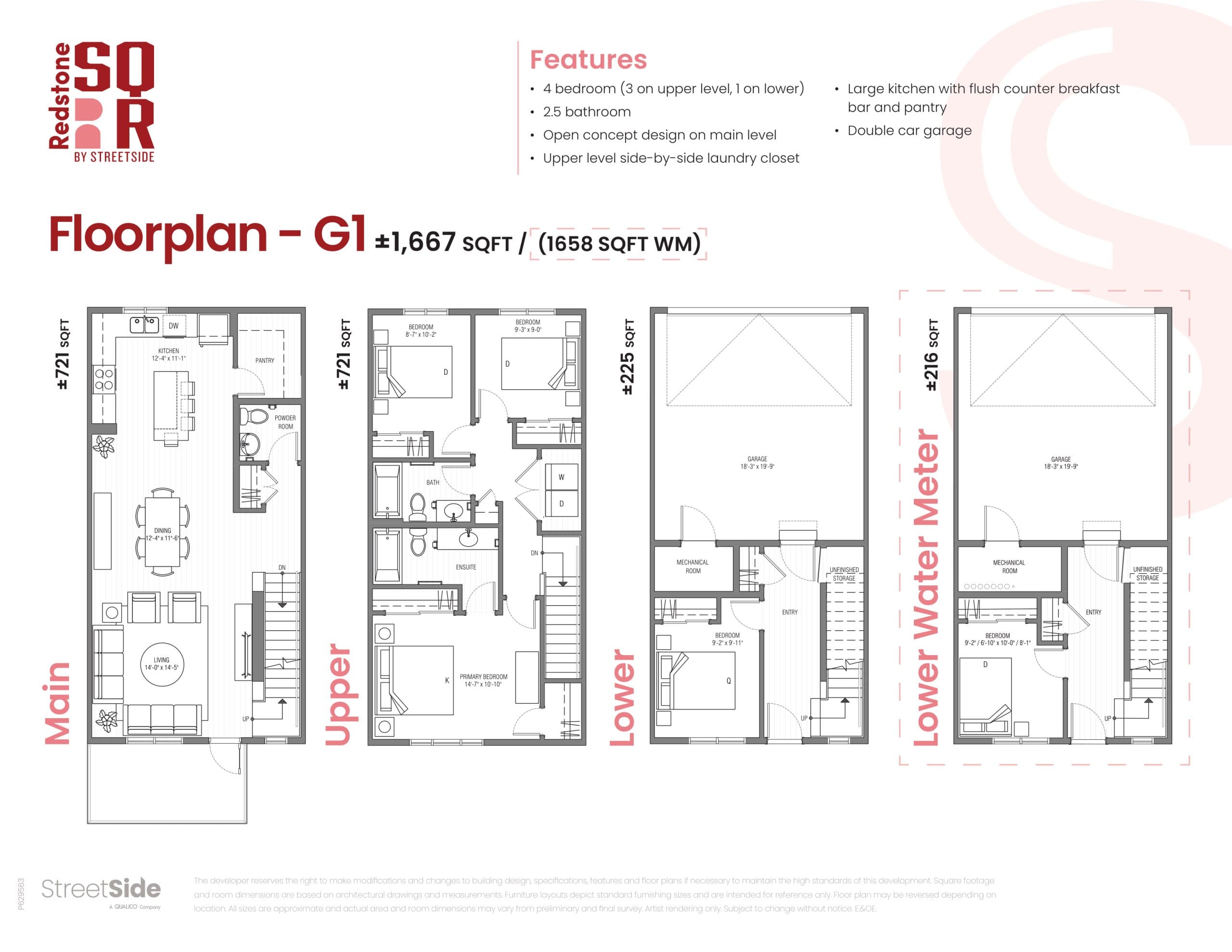 G1 Floor Plan at Redstone Square Towns - 1667 sq.ft