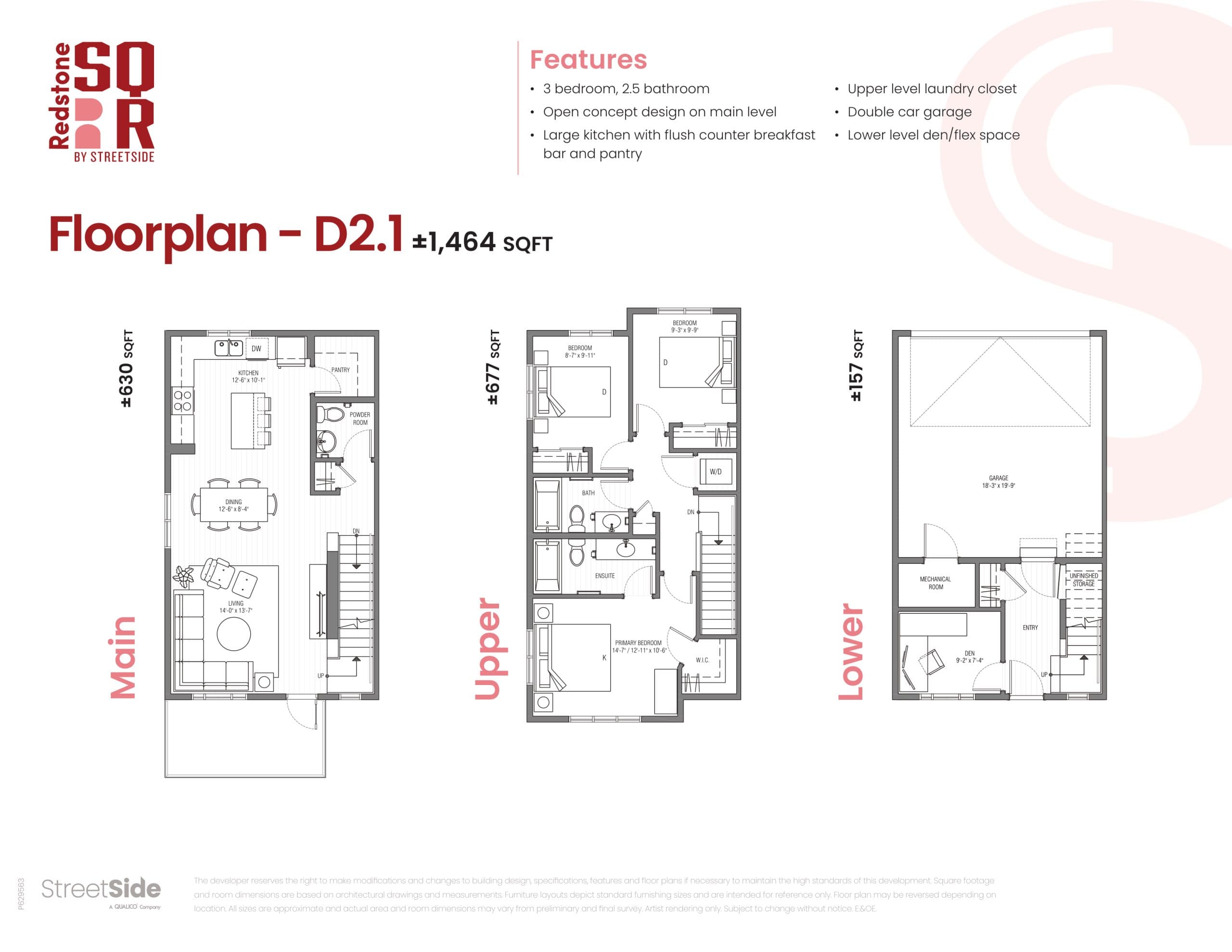 D2.1 Floor Plan at Redstone Square Towns - 1464 sq.ft