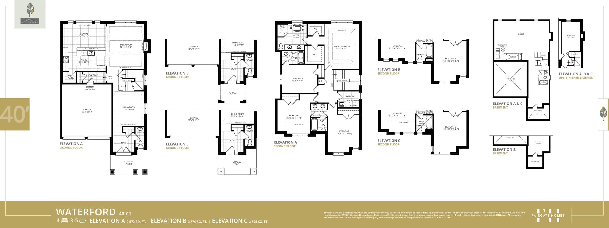Waterford Floor Plan at Upper Stouffville Homes - 2572 sq.ft