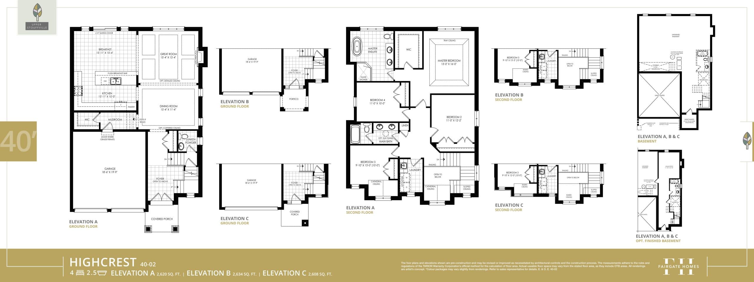 Highcrest Floor Plan at Upper Stouffville Homes - 2620 sq.ft