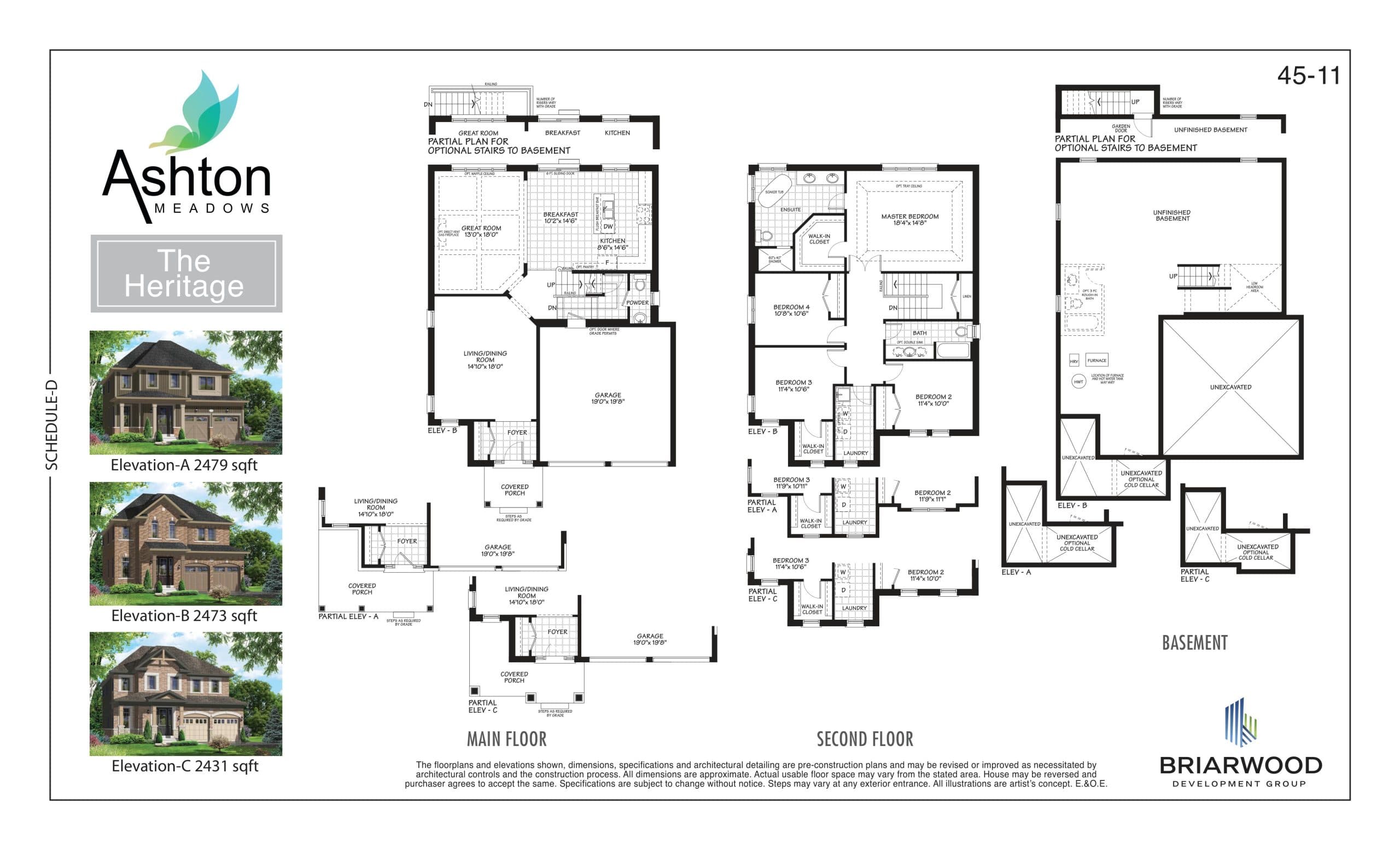 The Heritage Floor Plan at Ashton Meadows Homes - 2479 sq.ft