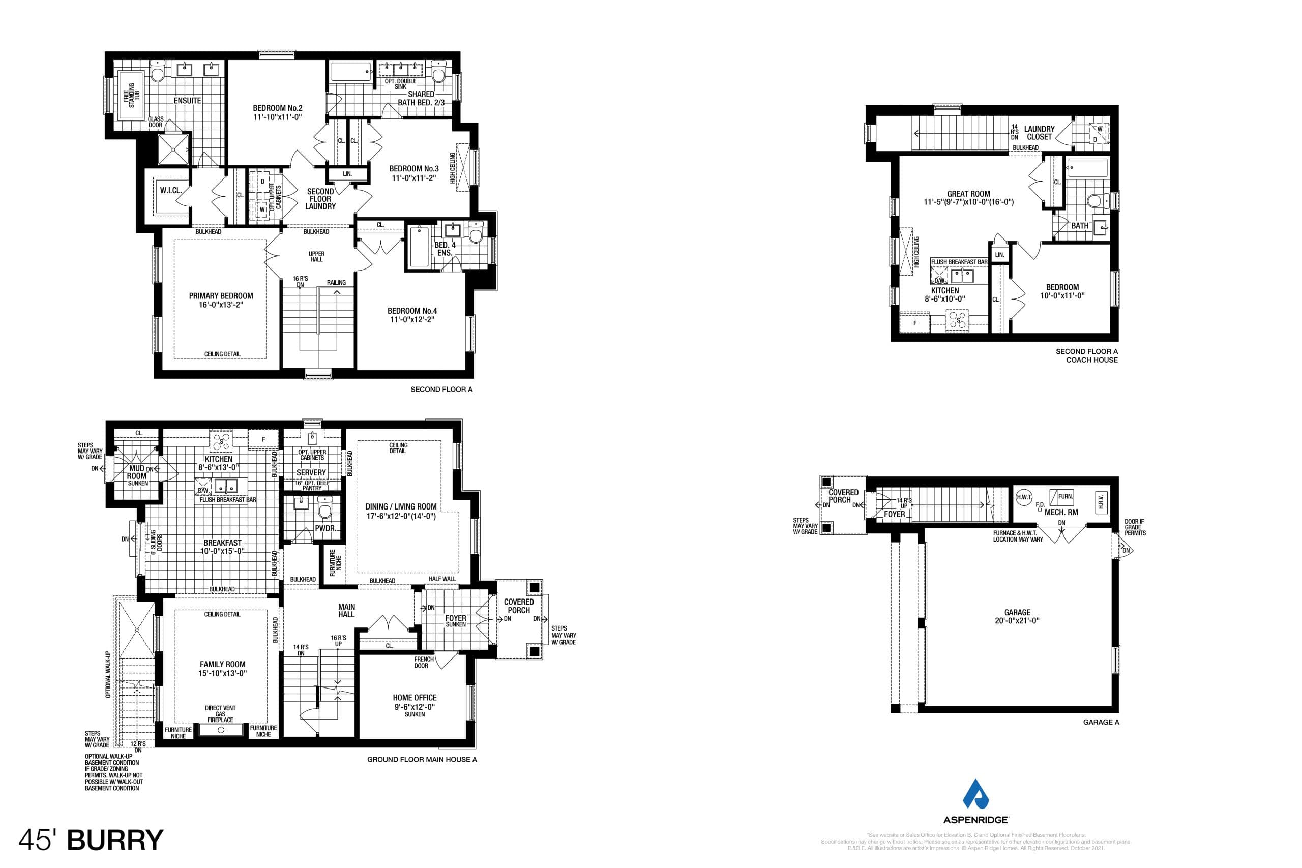 45' Burry Floor Plan at Bondhead by Aspen Ridge Homes - 2808 sq.ft
