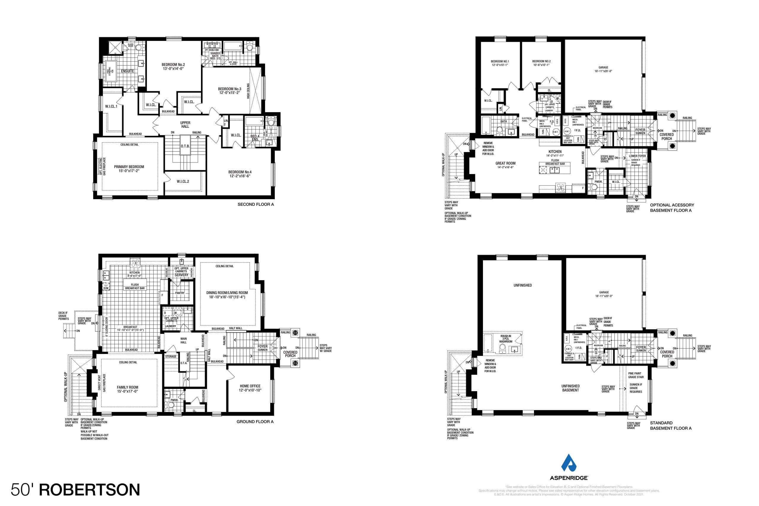 50' Robertson Floor Plan at Bondhead by Aspen Ridge Homes - 3776 sq.ft