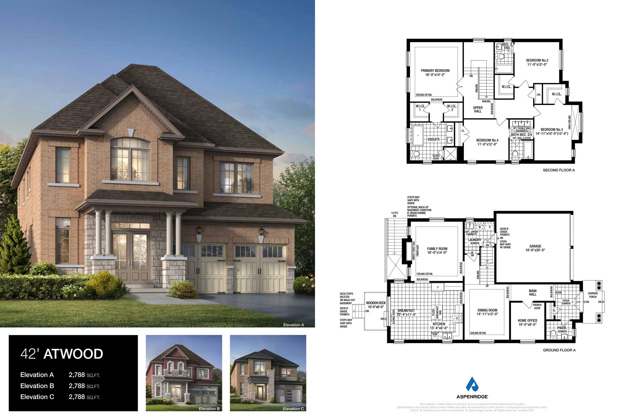 42' Atwood Floor Plan at Bondhead by Aspen Ridge Homes - 2788 sq.ft