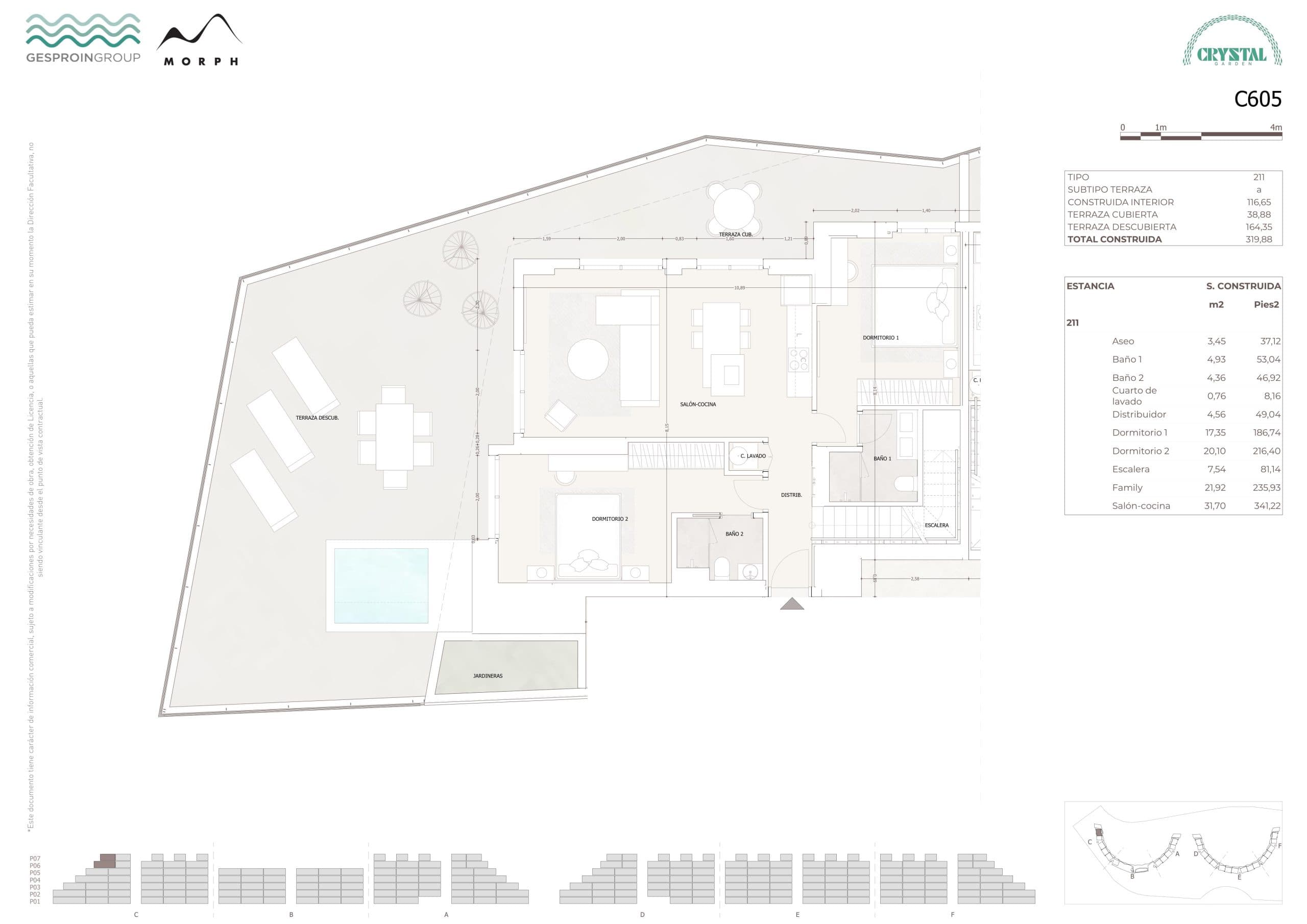 C605 Floor Plan at Crystal Garden - 1179 sq.ft