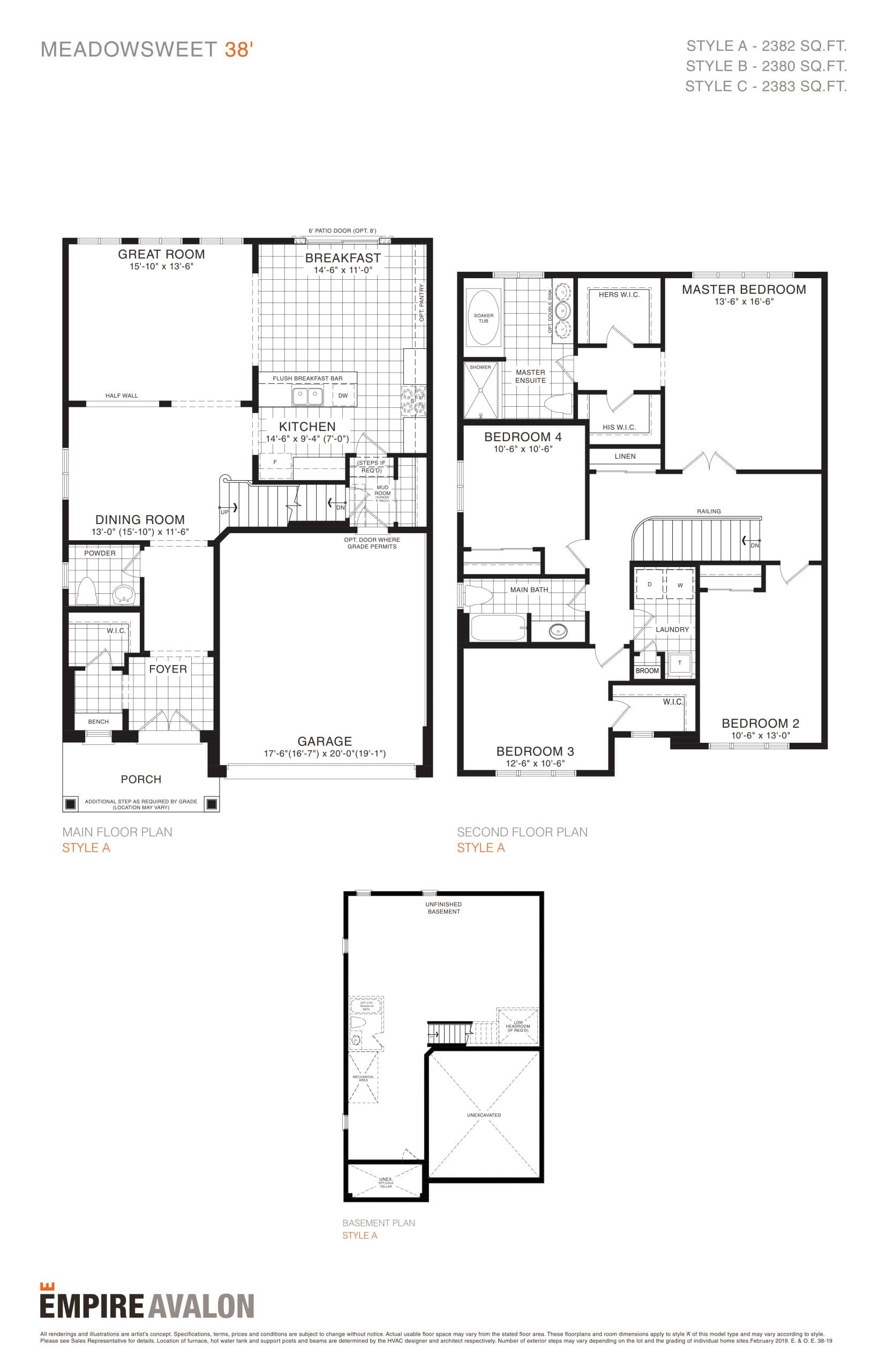 Meadowsweet 38' Floor Plan at Empire Avalon Phase 4 - 2382 sq.ft