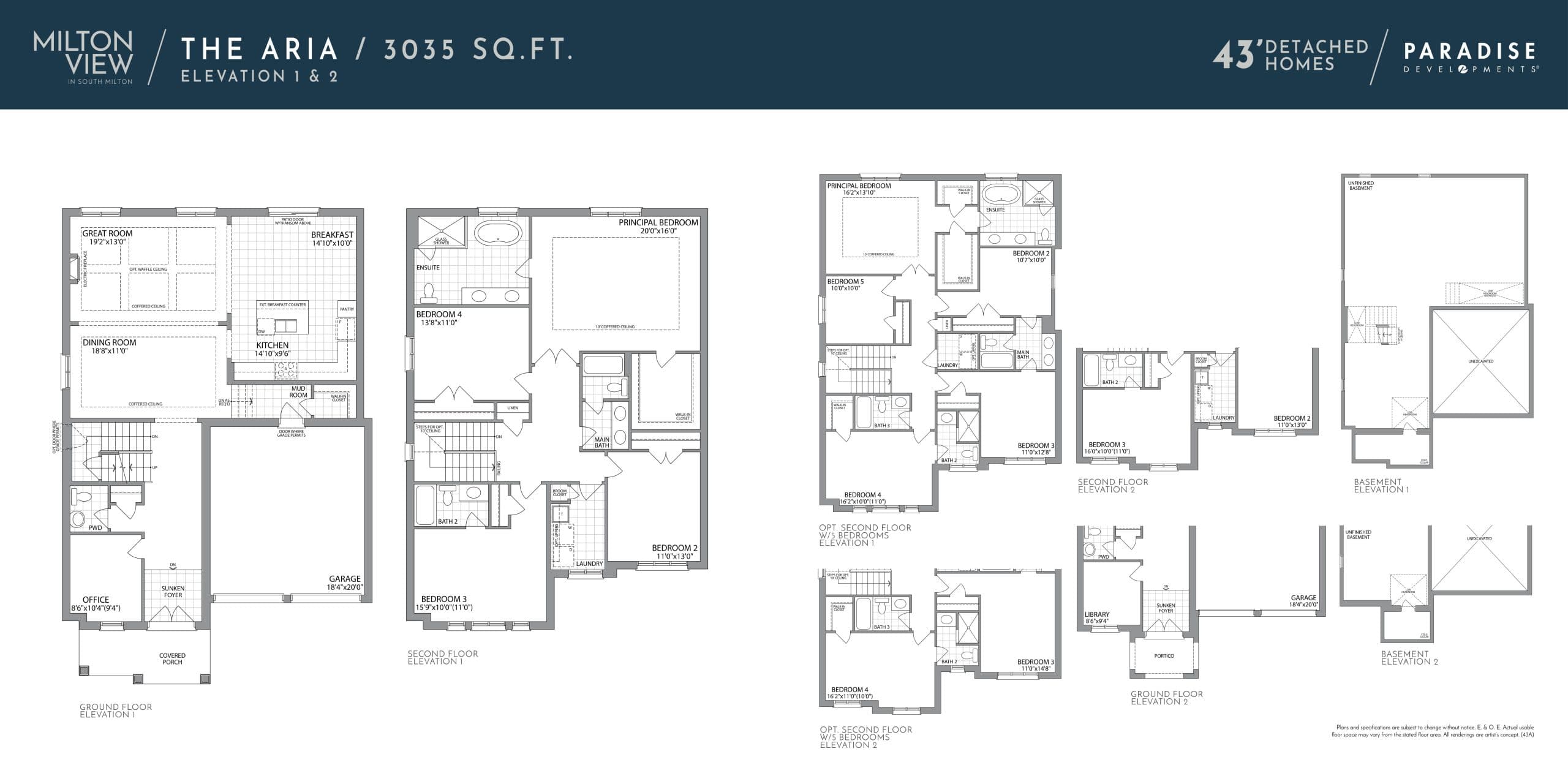 The Aria Floor Plan at Milton View by Paradise Developments - 3035 sq.ft