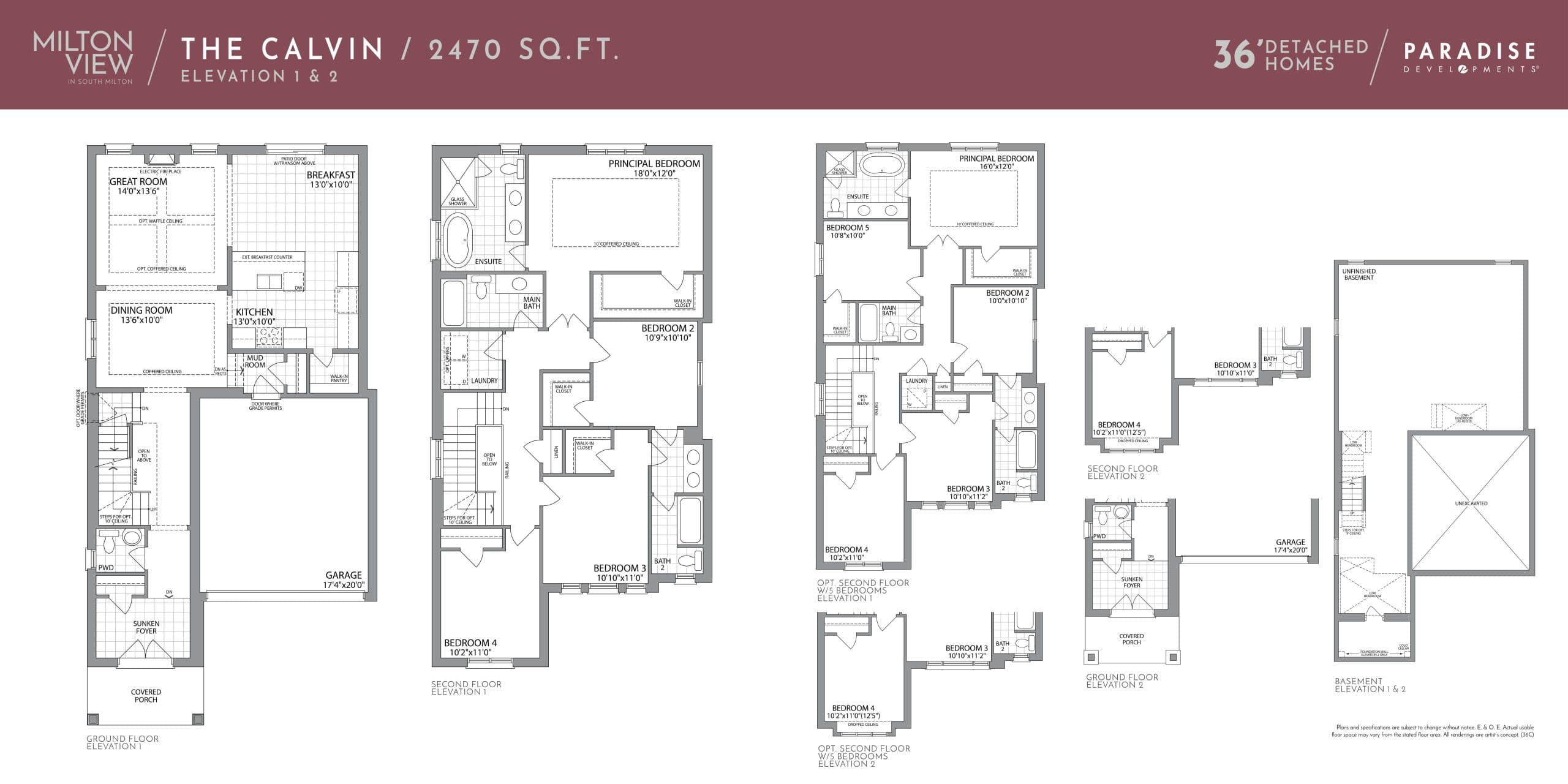 The Calvin Floor Plan at Milton View by Paradise Developments - 2470 sq.ft