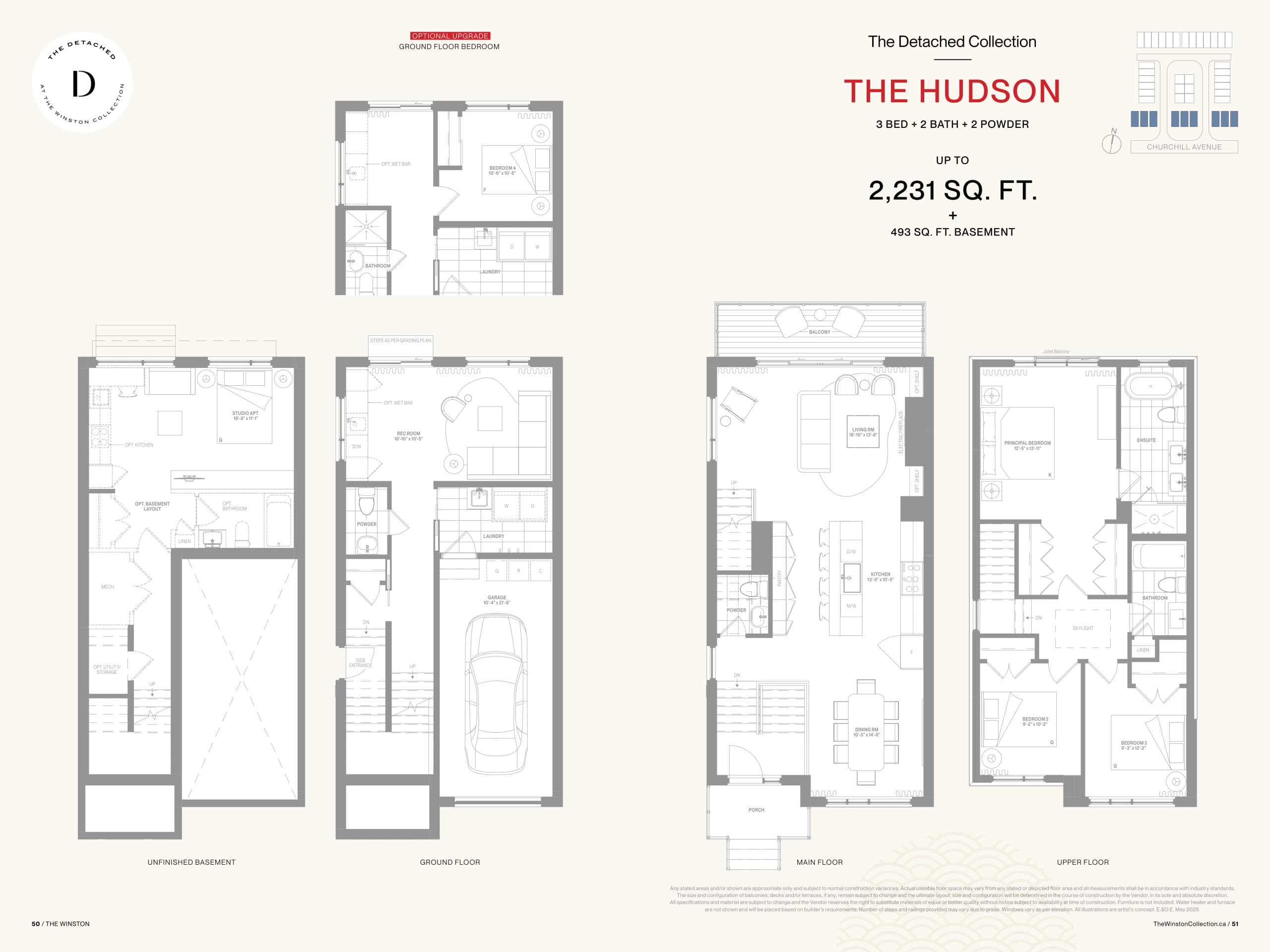The Hudson Floor Plan at The Winston Collection Towns - 2231 sq.ft