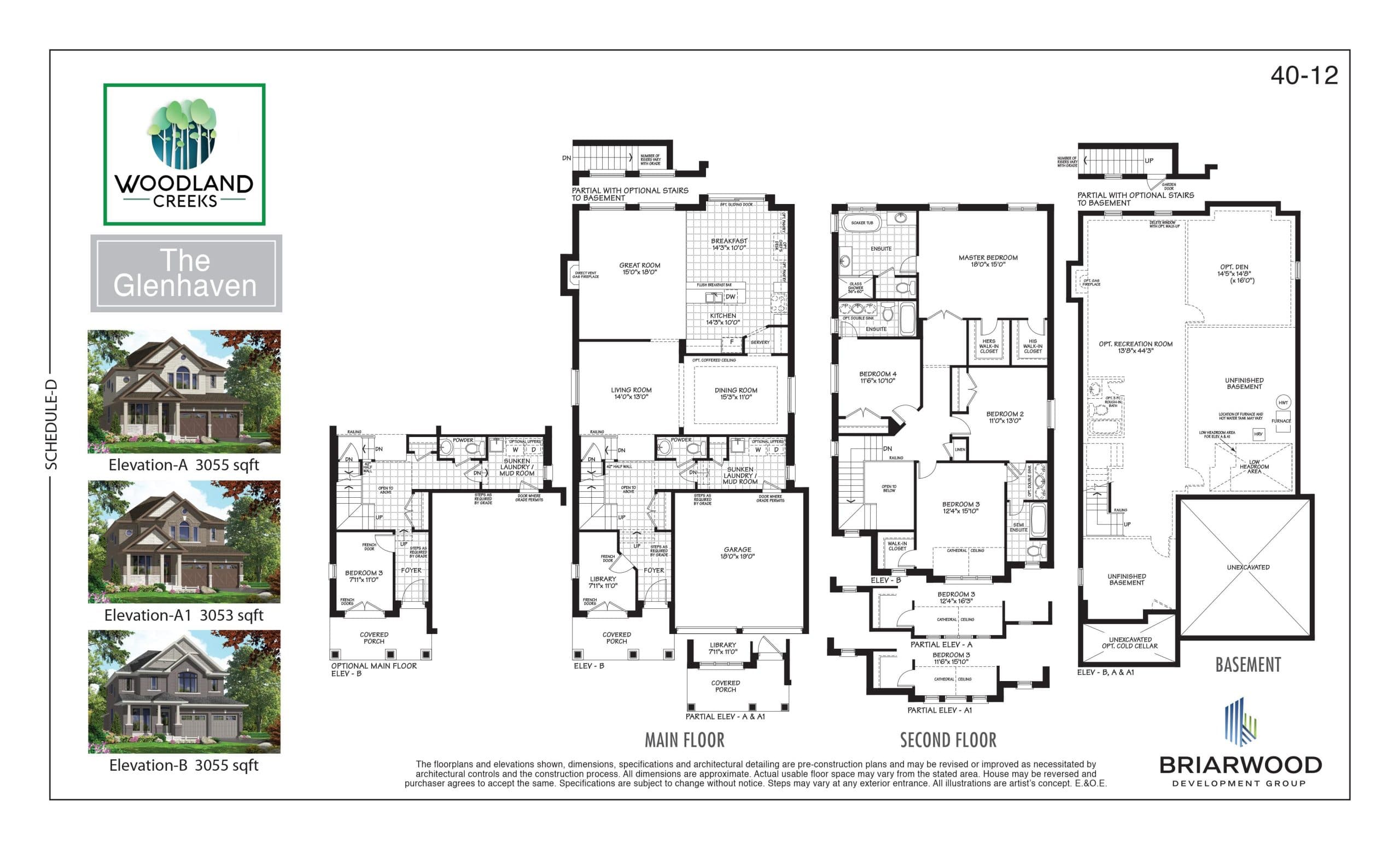 The Glenhaven Floor Plan at Woodland Creeks Homes - 3055 sq.ft