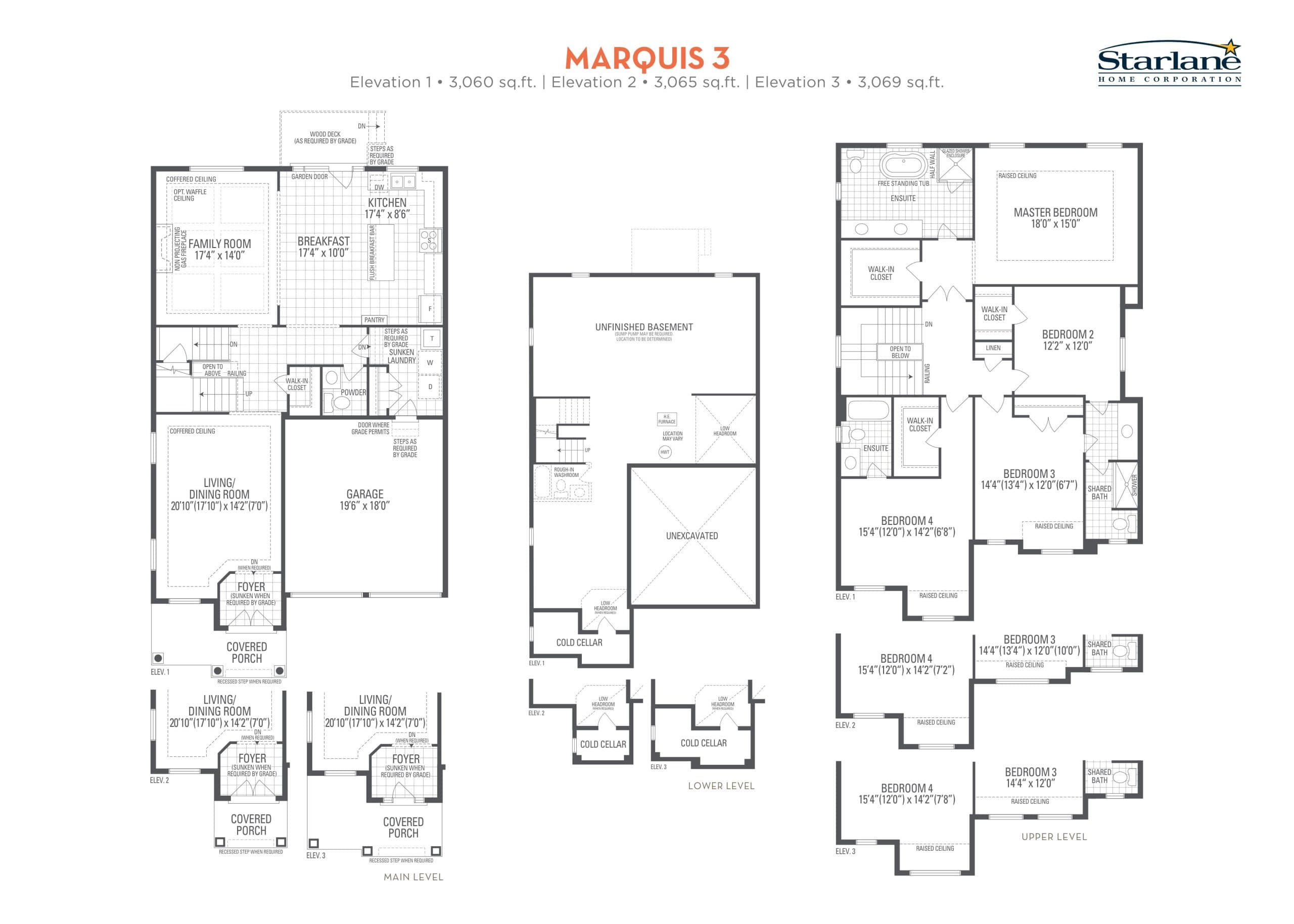 Marquis 3 Floor Plan at Ivy Rouge Phase 2 by Starlane Home Corporation - 3060 sq.ft