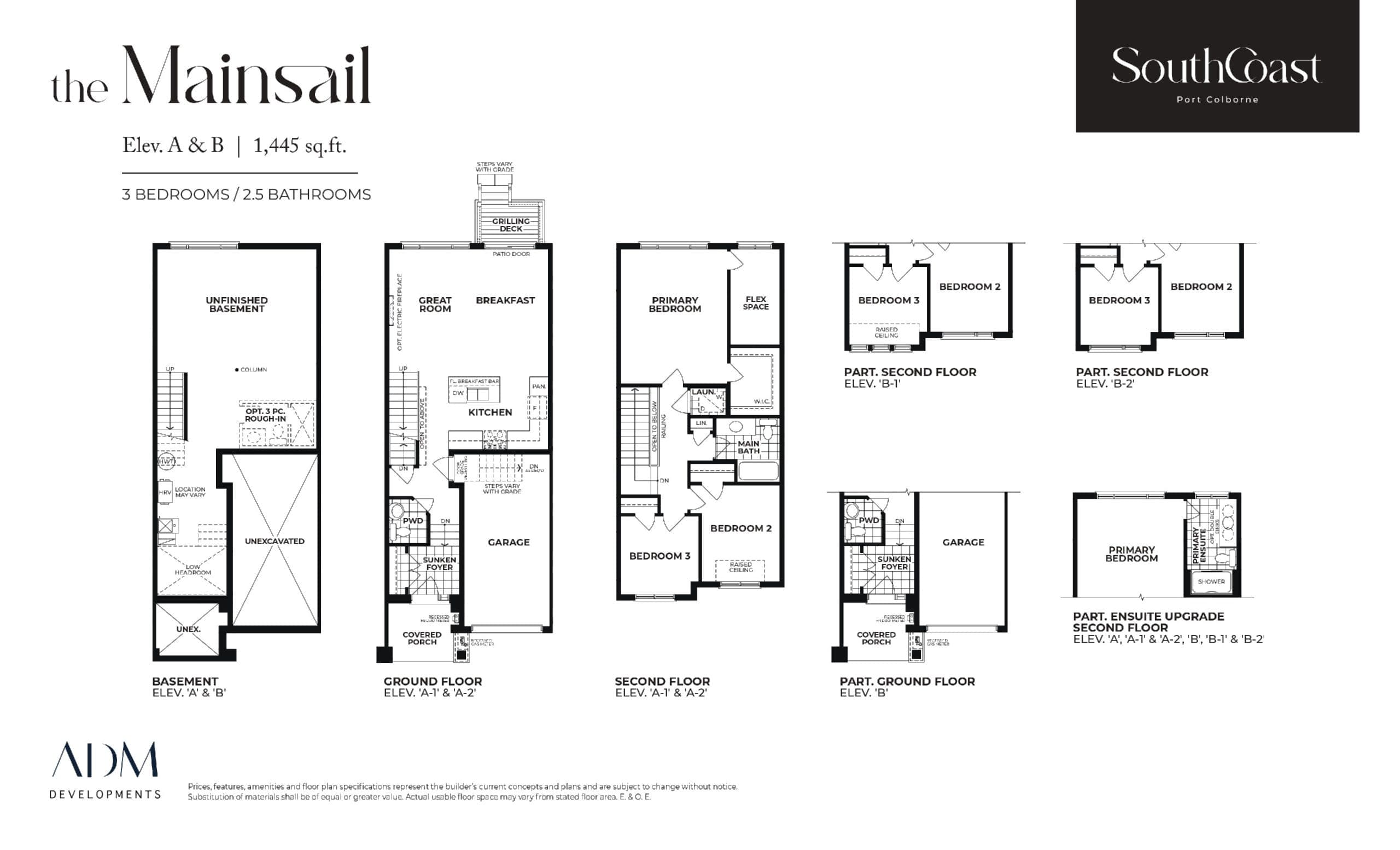 The Mainsail Floor Plan at South Coast - Port Colborne - 1445 sq.ft