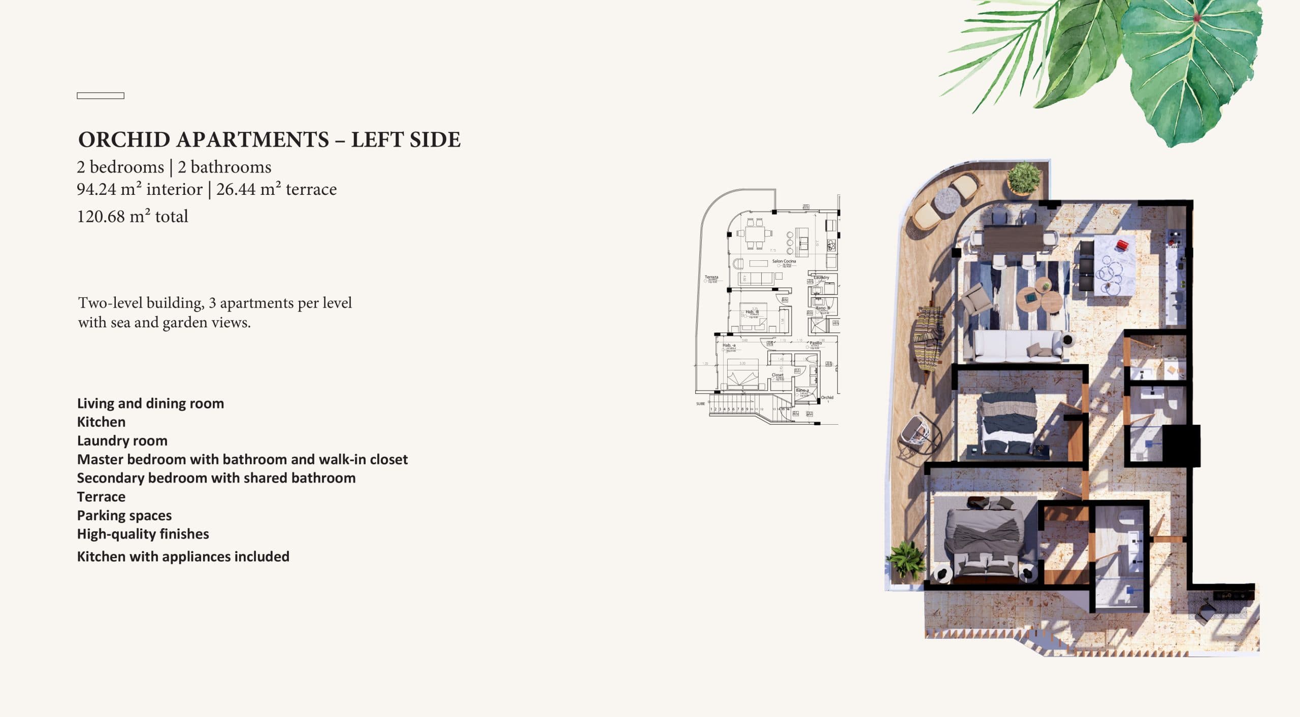 Orchid (A1) - Left Side Floor Plan at Annabella Hill Condos - 1014 sq.ft