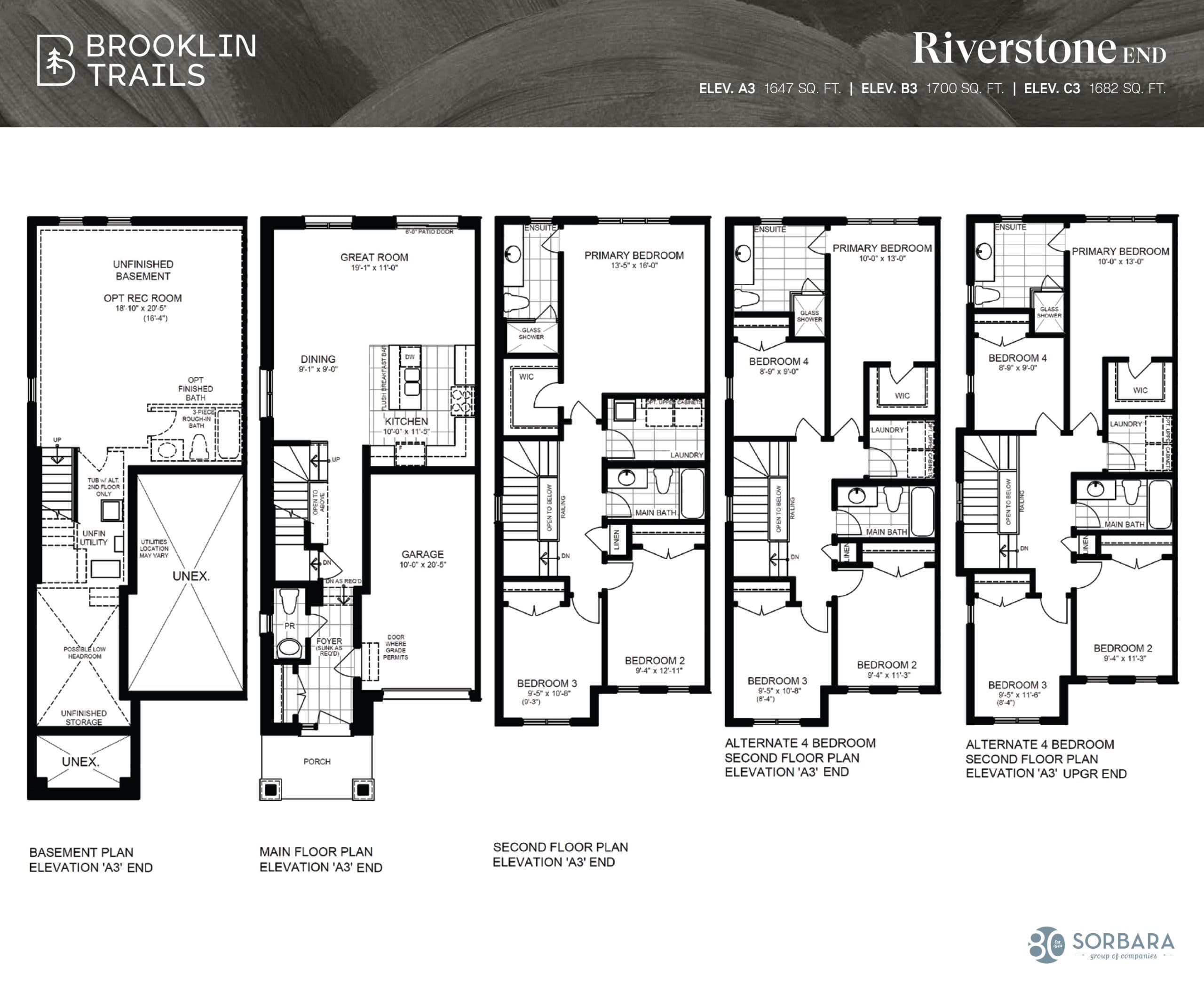 Riverstone End Floor Plan at Brooklin Trails by Sorbara Group of Companies - 1647 sq.ft