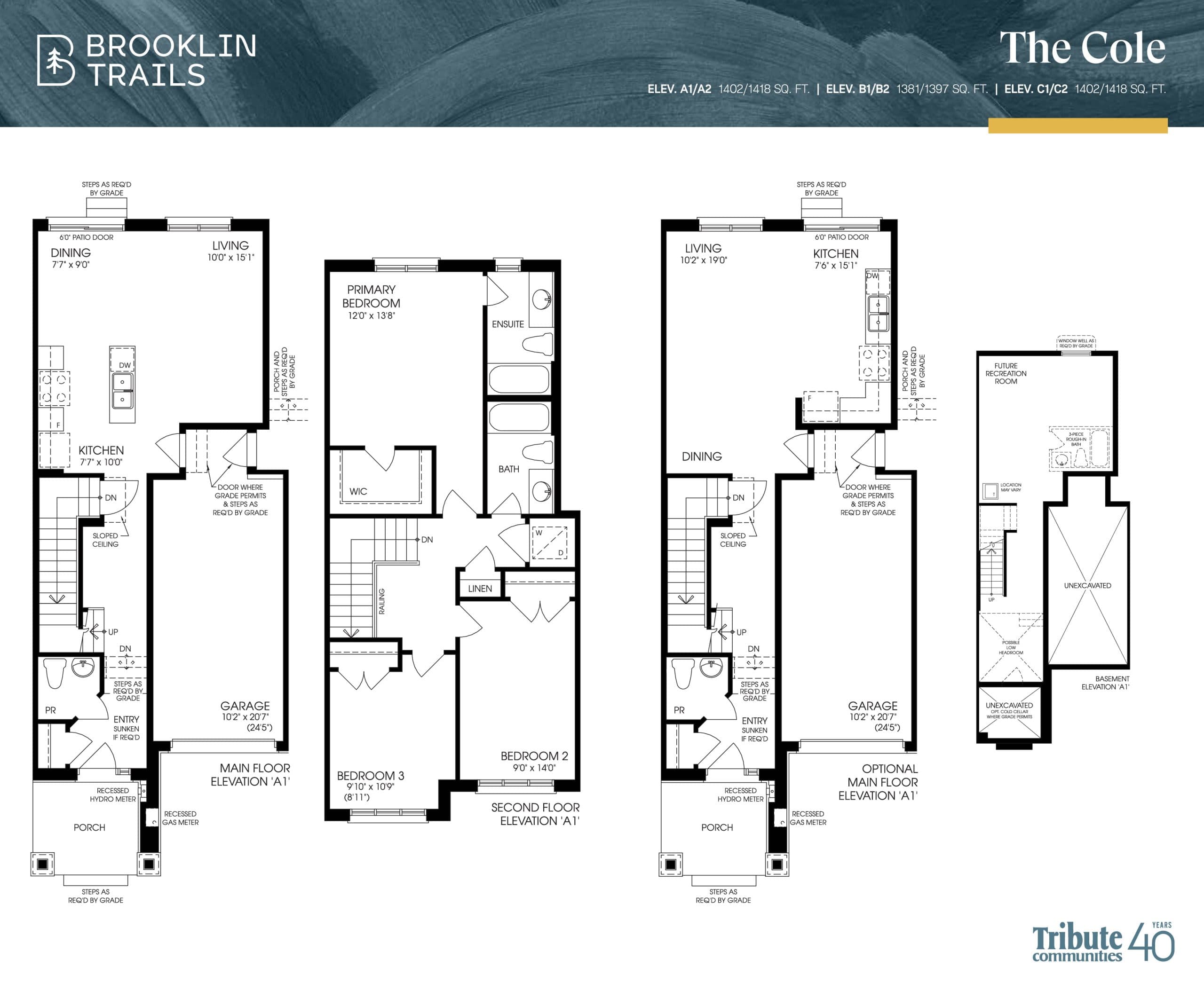 The Cole Floor Plan at Brooklin Trails by Tribute Communities - 1402 sq.ft