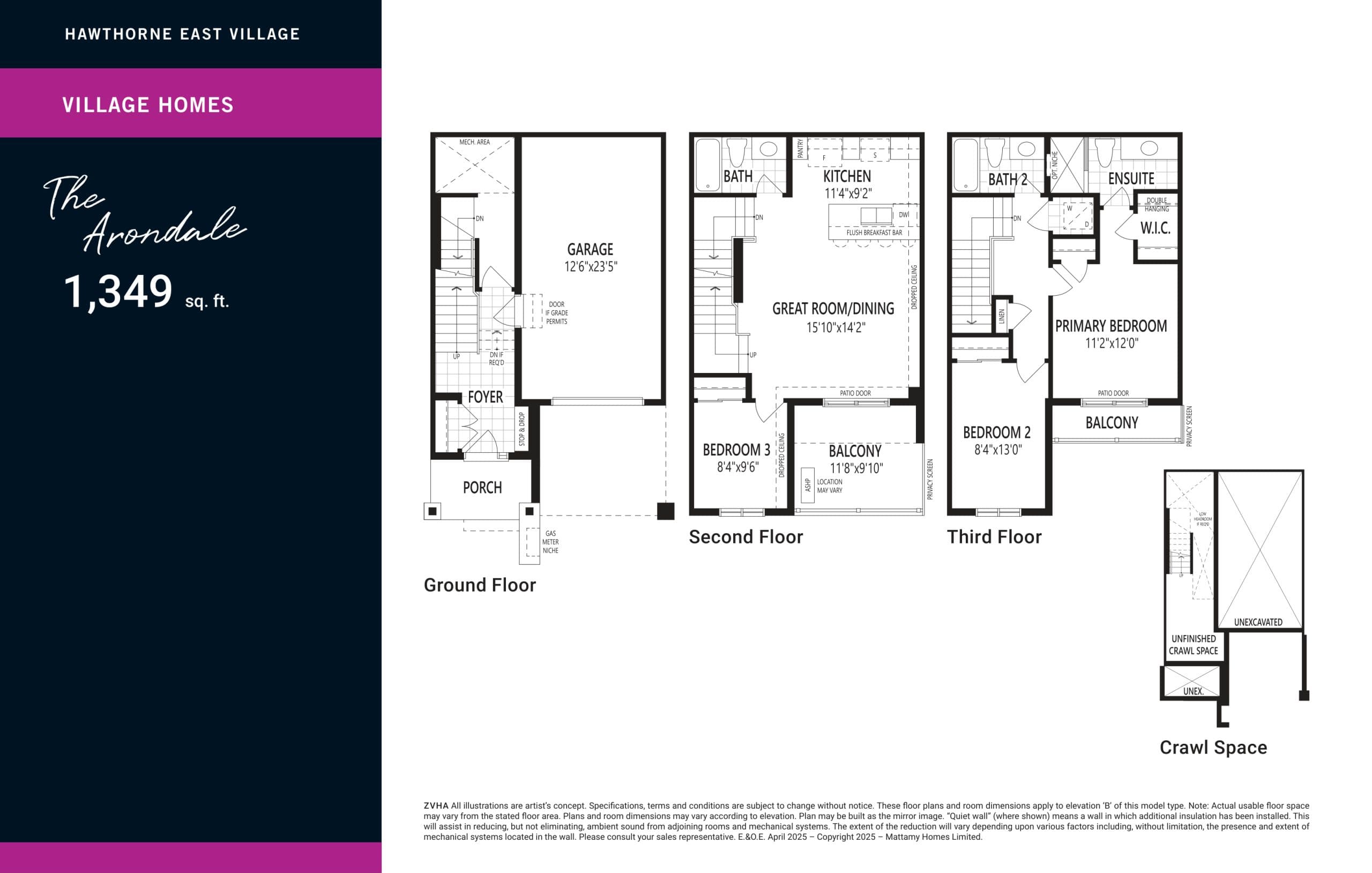 The Arondale Floor Plan at Hawthorne East Village Phase 8 - 1349 sq.ft