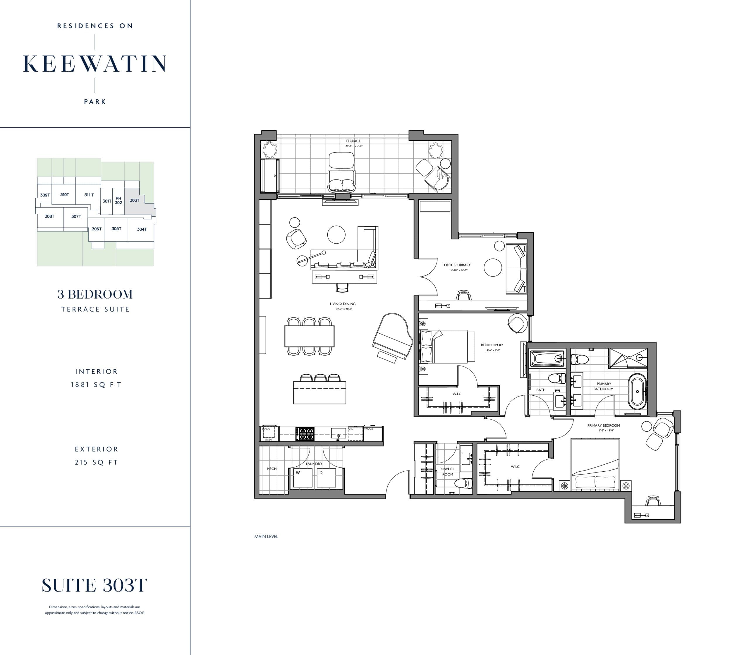 Suite 303T Floor Plan at Residences on Keewatin Park - 1881 sq.ft