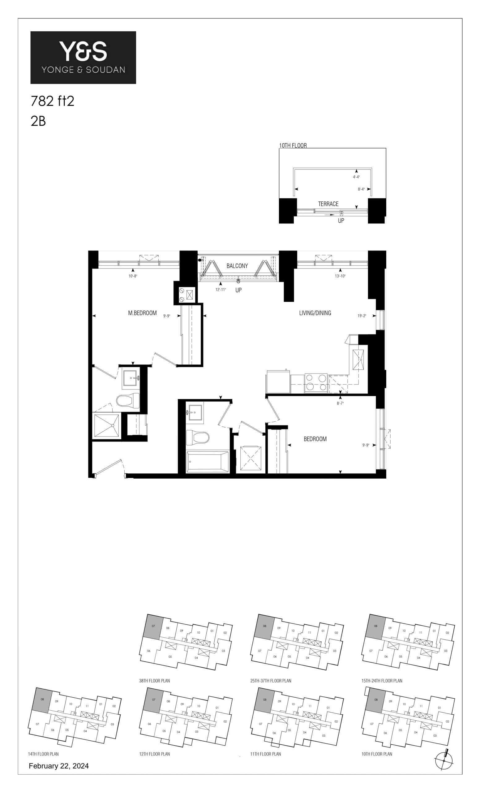 782 sq. ft. - Tower Floor Plan at Y&S Condos - 782 sq.ft