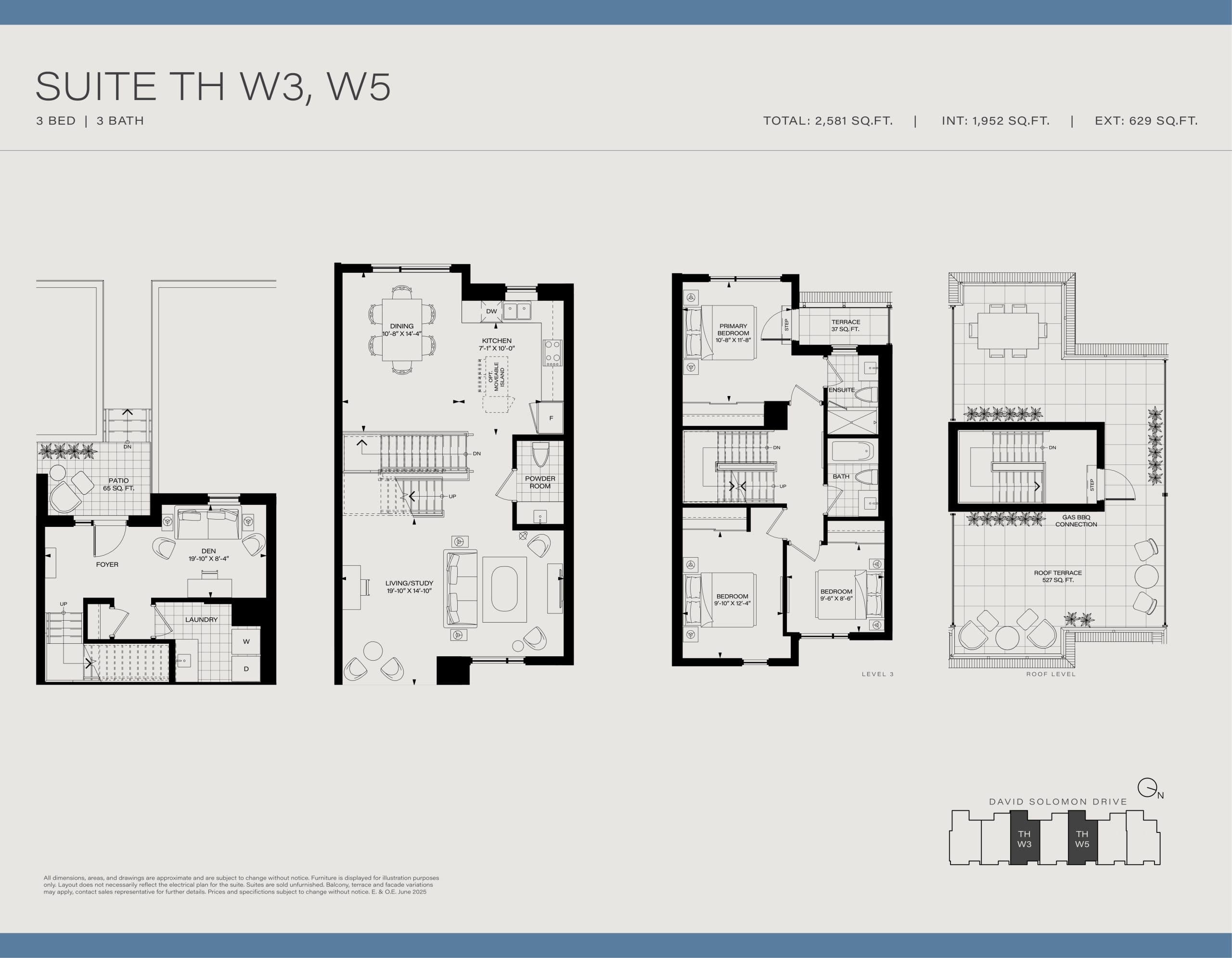 Suite TH W3, W5 Floor Plan at Metro Park Towns - 1952 sq.ft