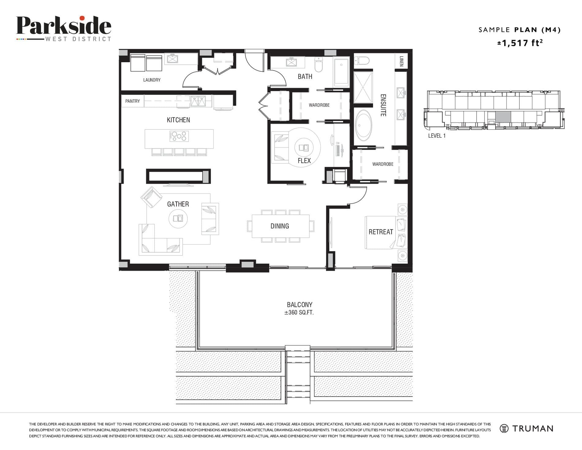 M4 Floor Plan at Parkside Estates Condos - 1517 sq.ft