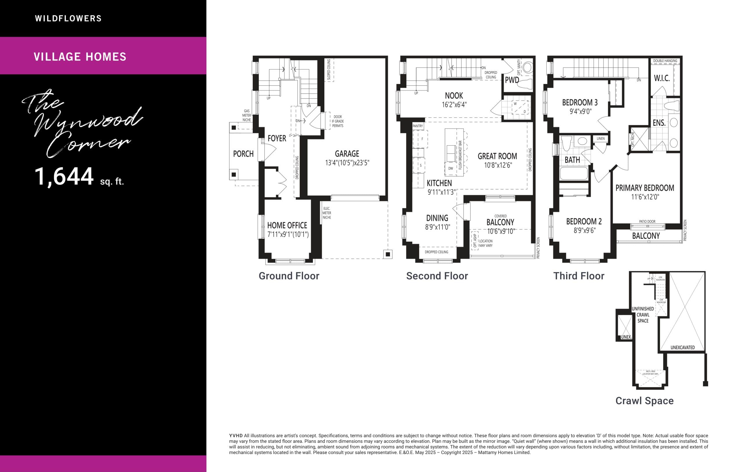 The Wynwood Corner Floor Plan at Wildflowers Kitchener Phase 8 by Mattamy Homes - 1644 sq.ft