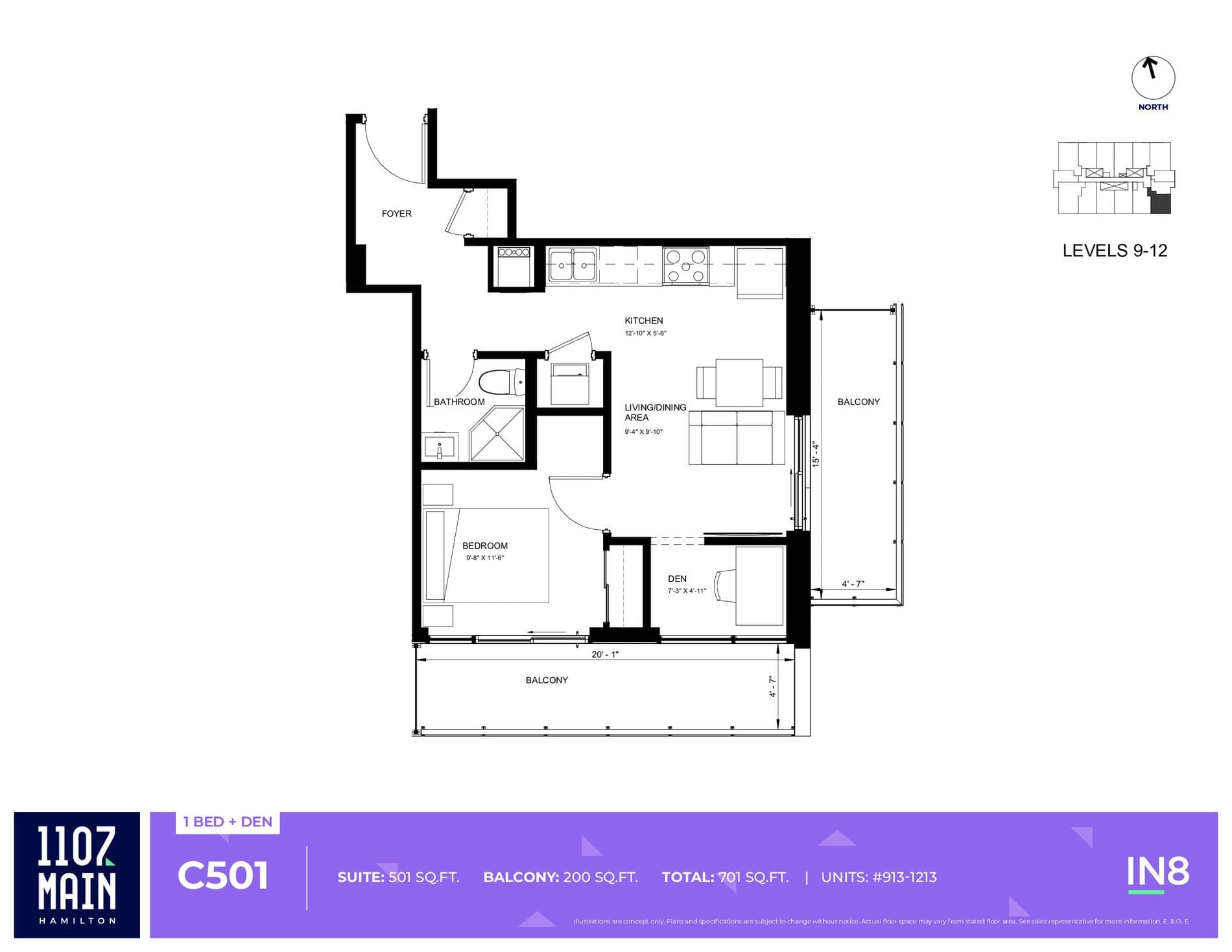 C501 Floor Plan at 1107 Main Condos - 501 sq.ft