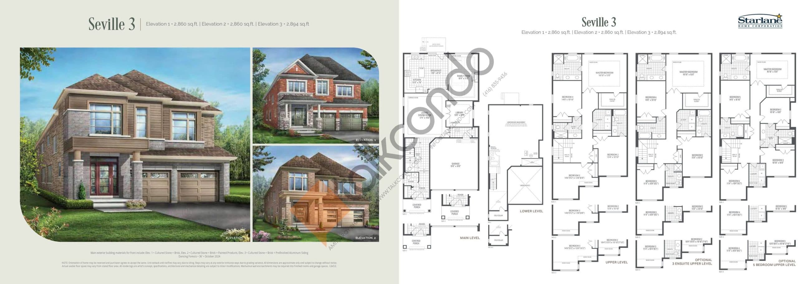 Seville 3 Floor Plan at Bayview Trail by Starlane Home Corporation - 2860 sq.ft