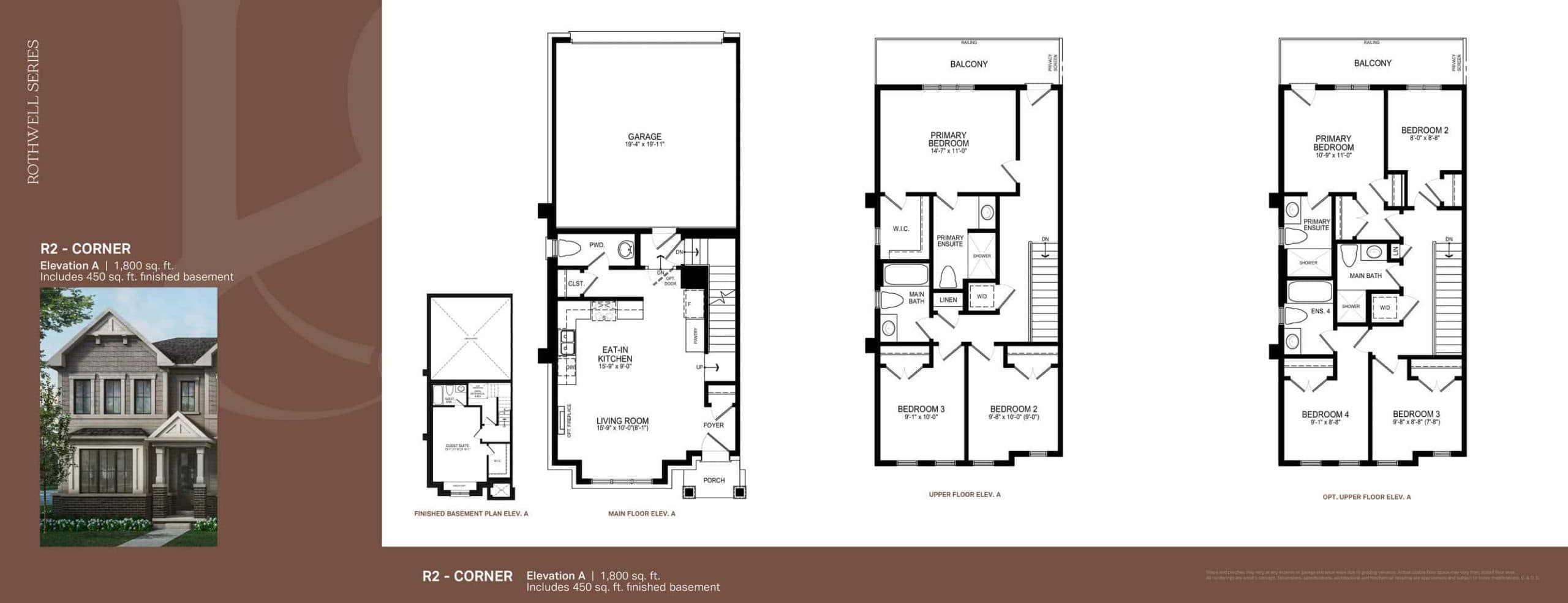 R2 Corner - Rothwell Series Floor Plan at Stonerose by Treasure Hill - 1800 sq.ft
