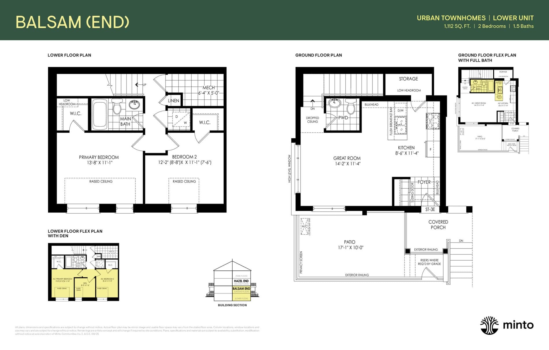Balsam (End) Floor Plan at The Heights of Harmony Towns - 1112 sq.ft