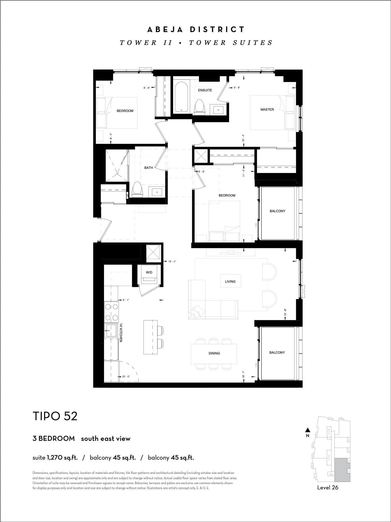 Tipo 52 Floor Plan at Abeja District Condos Tower 2 - 1270 sq.ft