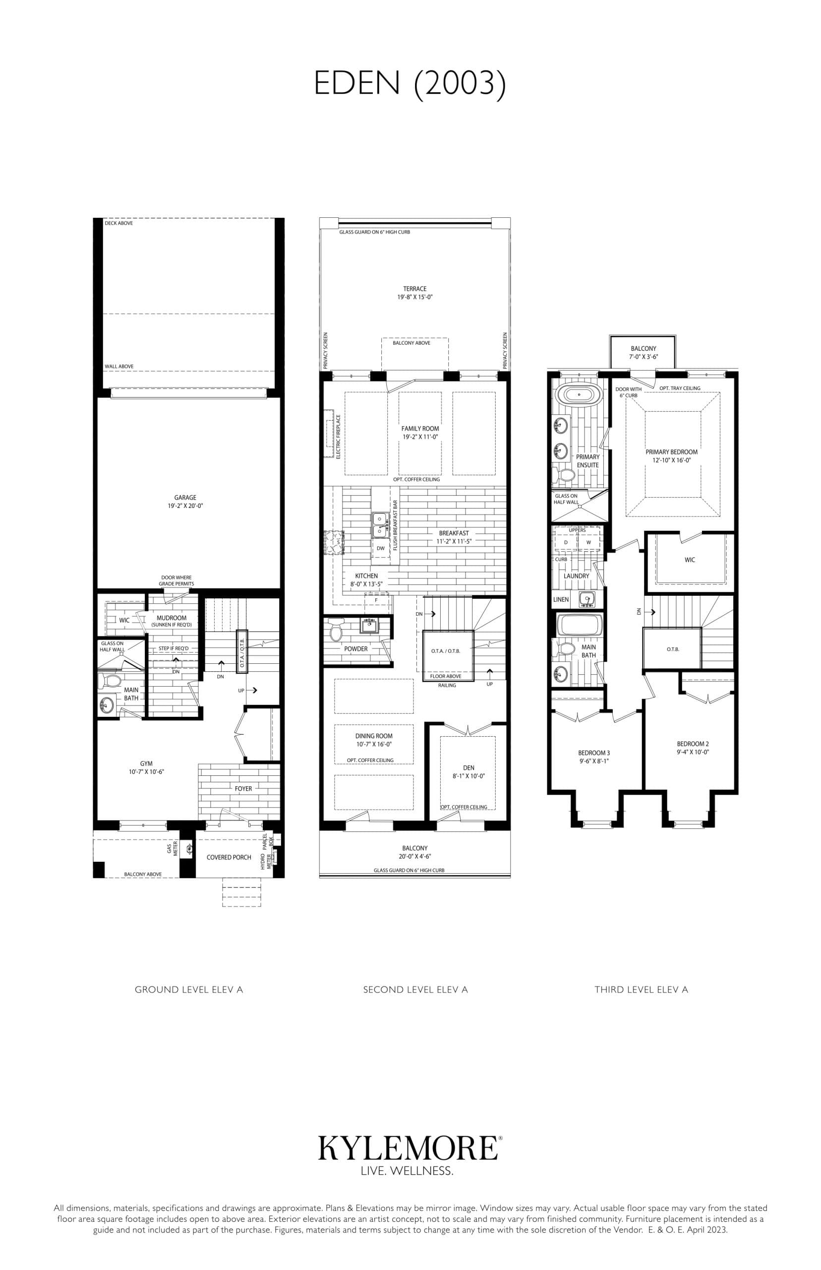 Eden (2003) Elev. A Floor Plan at Angus Glen South Village 1B - 2420 sq.ft